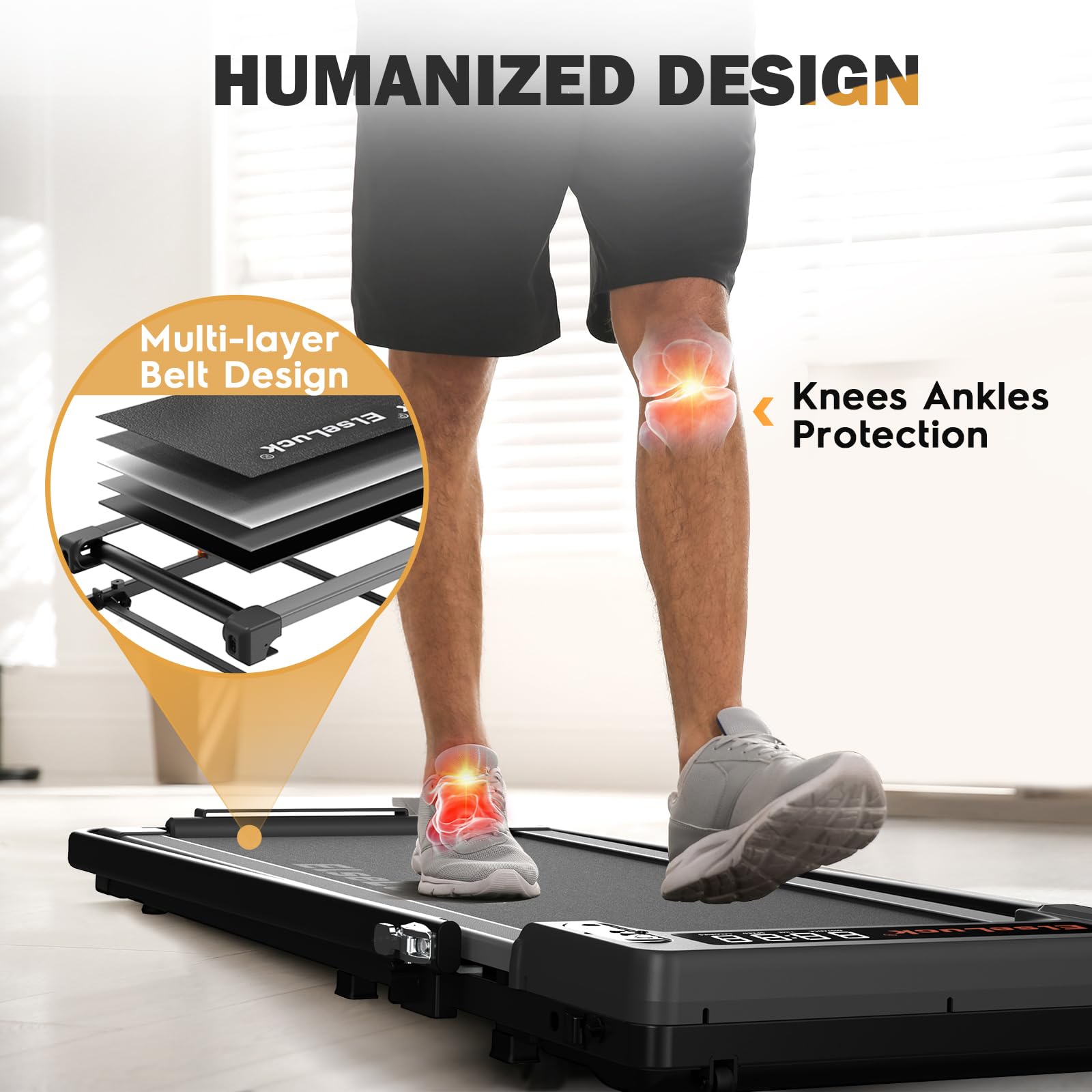 Elseluck Walking Pad Under Desk Treadmill, 2 in 1 Foldable Treadmill for Home, Portable Walking Treadmill with Remote Control, Walking Jogging Machine in LED Display