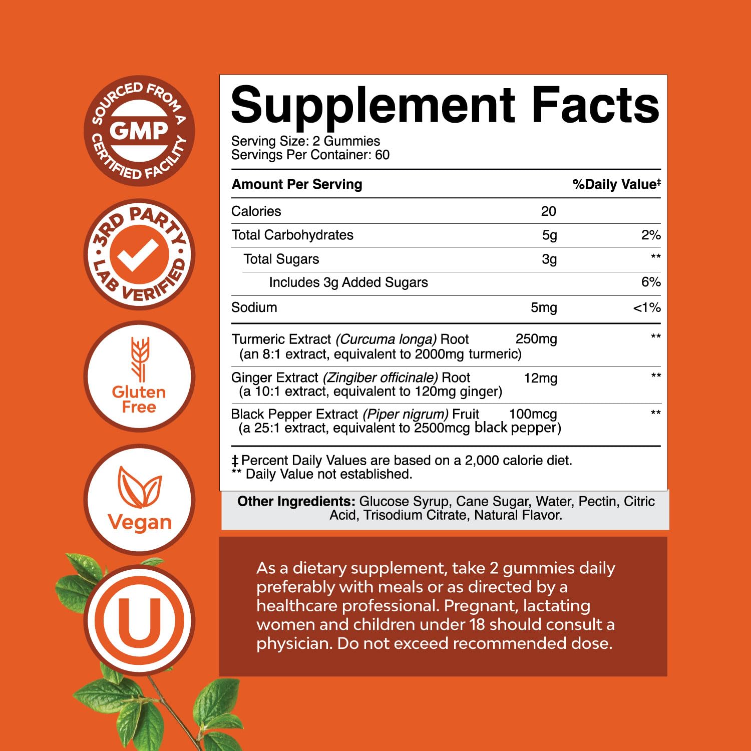Turmeric Gummies for Adults Peach Flavor - Extra Strength Joint Support Gummies with Turmeric Curcumin with Black Pepper Extract and Ginger - Turmeric and Ginger Peach Gummies Vitamins for Adults
