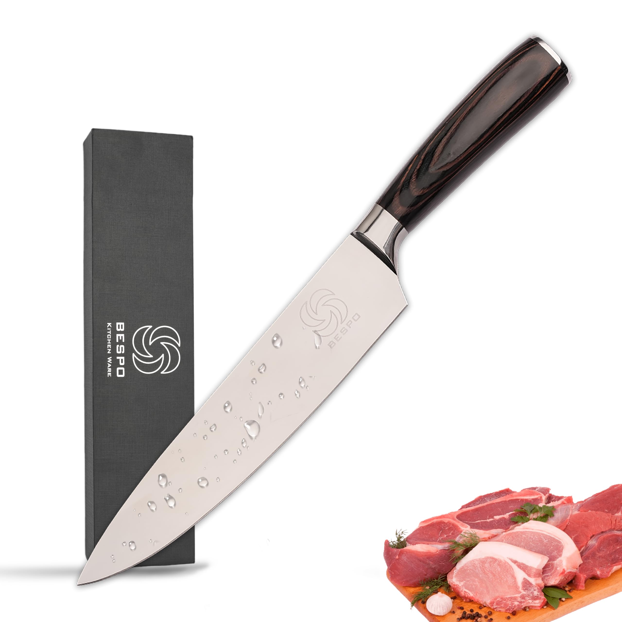 Bespo Professional Japanese Chef Knife - Pro Kitchen Knife 8 Inch Chef's Knives High Carbon Stainless Steel Sharp Paring with Ergonomic & Stylish Handle, Magnetic Gift Box Useful Kitchen Gadgets