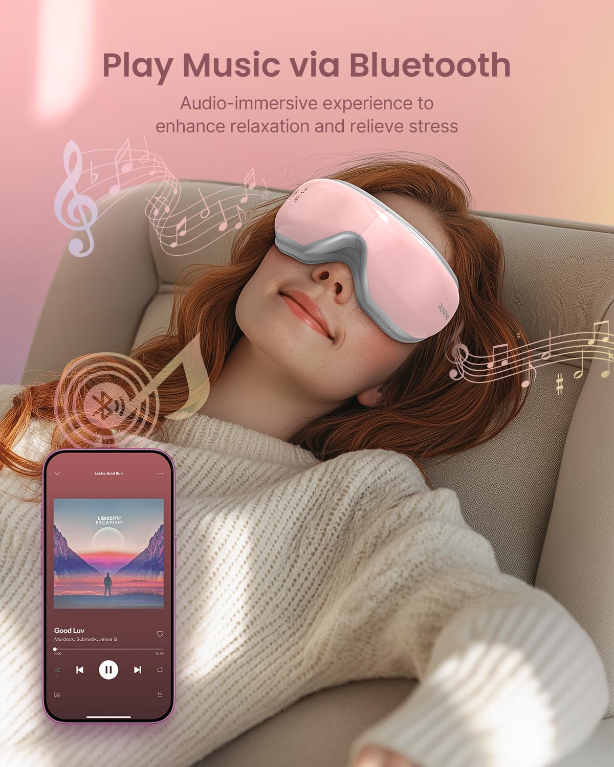 RENPHO Valentine's Day Gifts for Women Eyeris 1V Voice Controlled Eye Massager for Migraines, Bluetooth Music Heated Eye Care Machine, Relax & Reduce Eye Strain Dark Circles Eye Bags, Face Massager