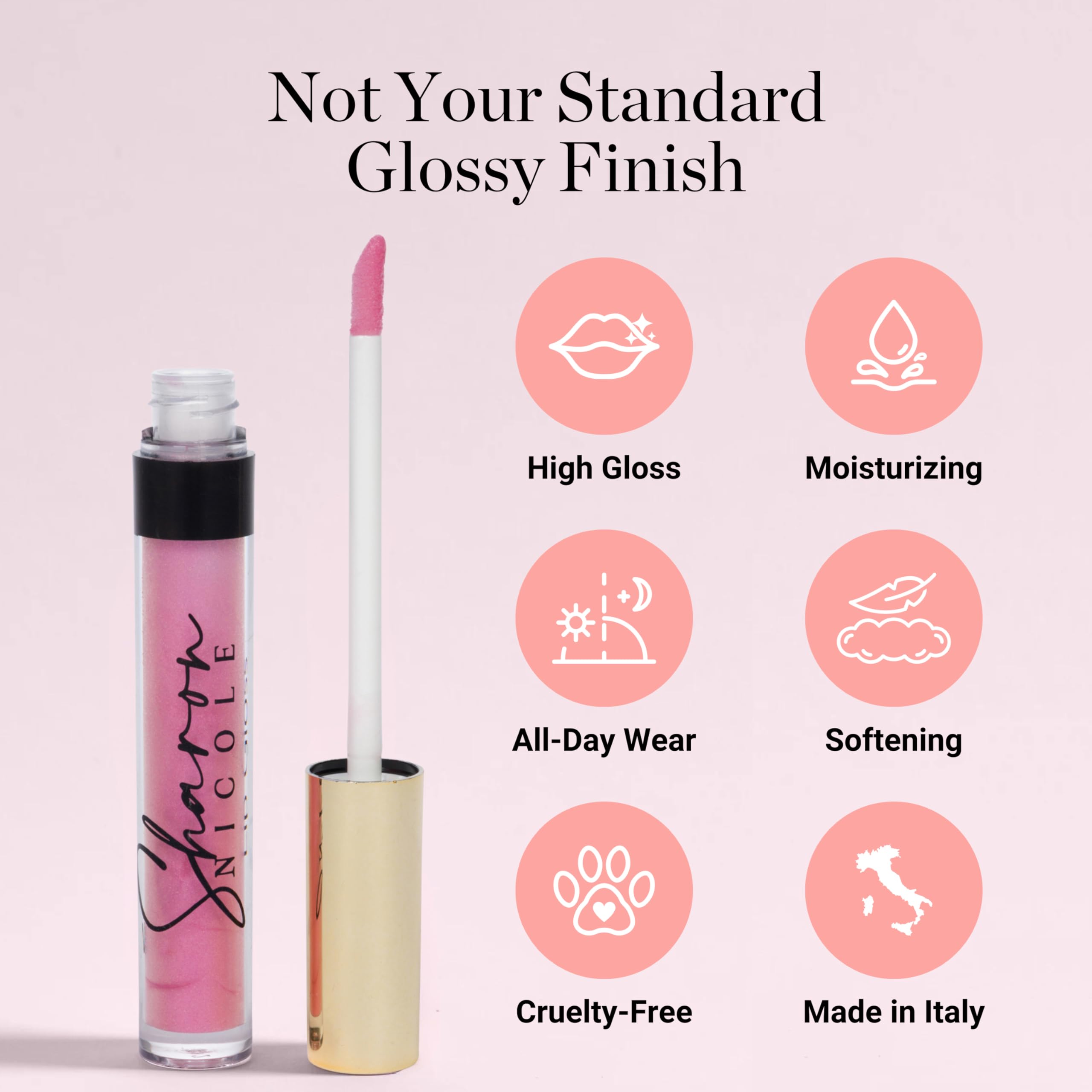 Sharon Nicole Pink High Gloss, Long Lasting, Moisturizing Lip Gloss | Provides All Day Comfort & Wear | Cruelty Free | Beauty Made in Italy Shade Twin Flame