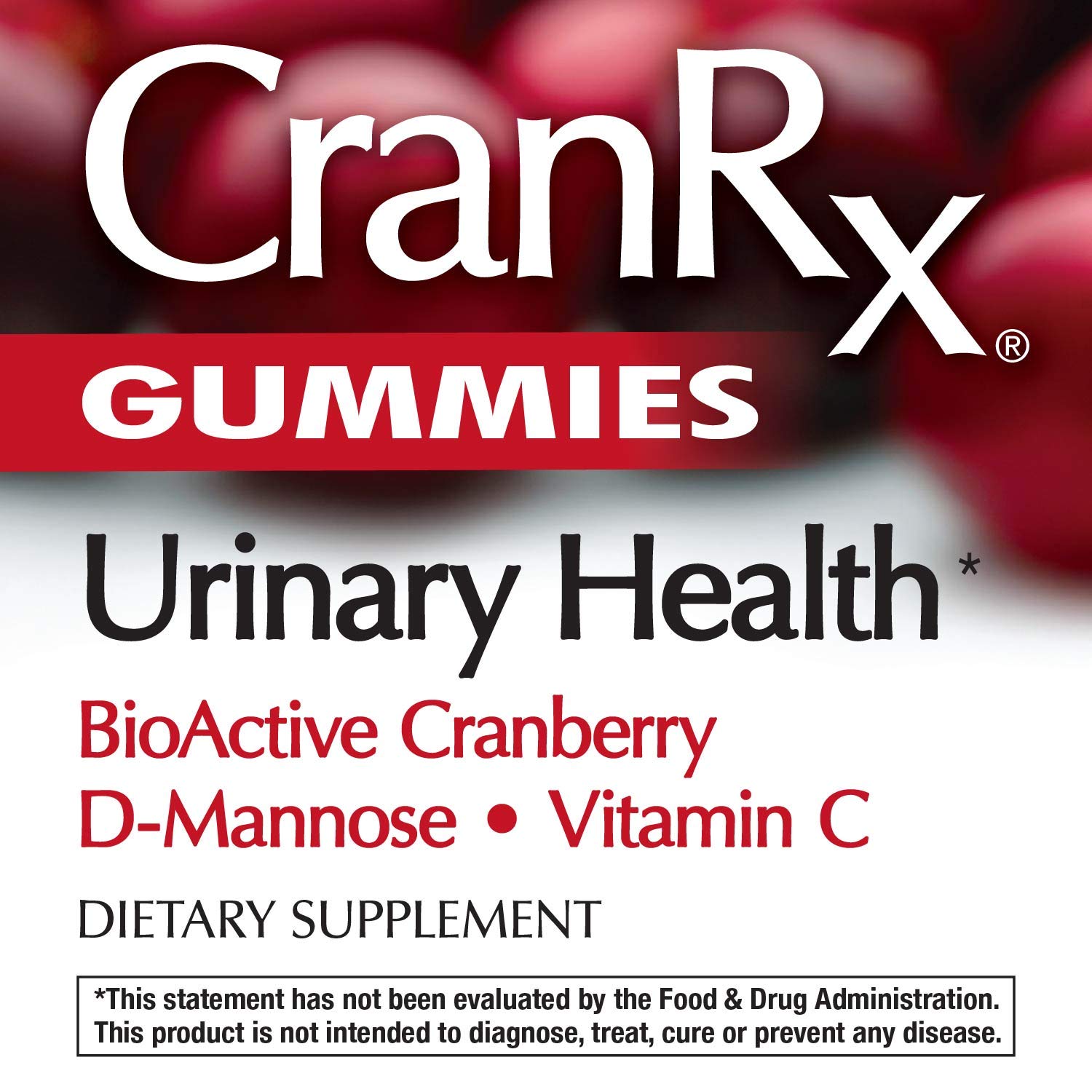 Nature's Way CranRx Cranberry Gummies, Urinary Tract Health Support* Supplement with D-Mannose + Vitamin C, 60 Gummies