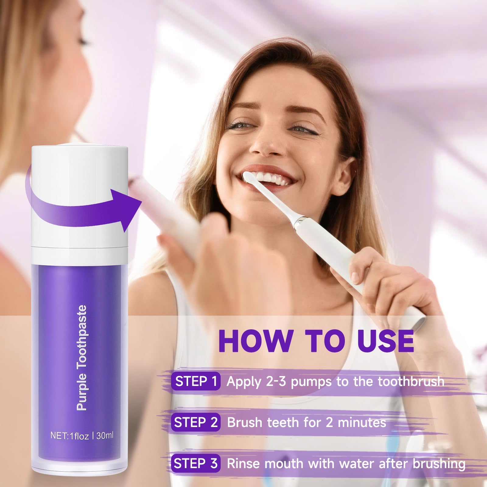 Purple Toothpaste for Teeth Whitening, Purple Toothpaste Whitening, Purple Toothpaste, Purple Teeth Whitening, Tooth Stain Removal,Tooth Colour Corrector, Teeth Whitening Kit