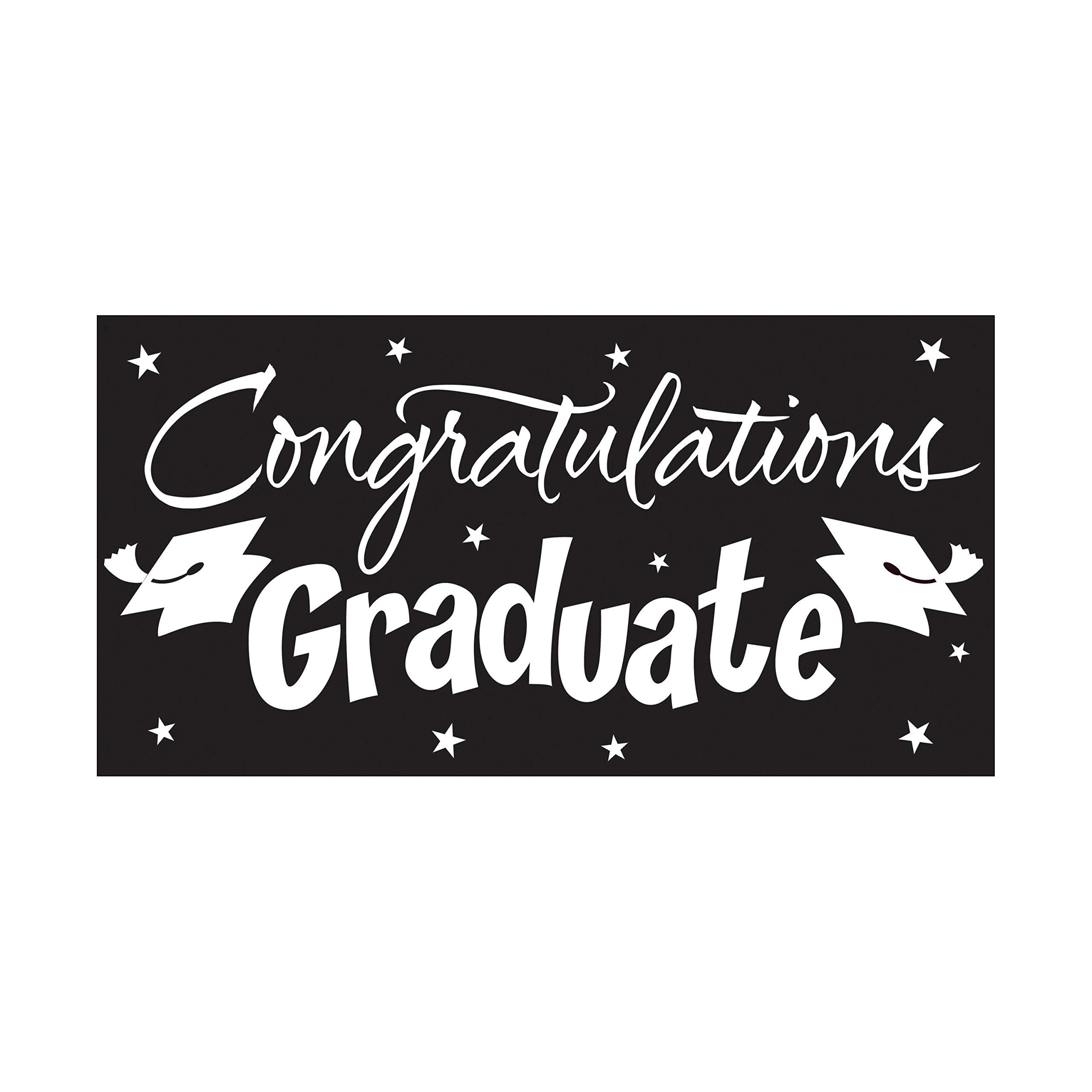 Creative Converting Gigantic Greetings Black Congratulations Graduates Giant Banner, One Size