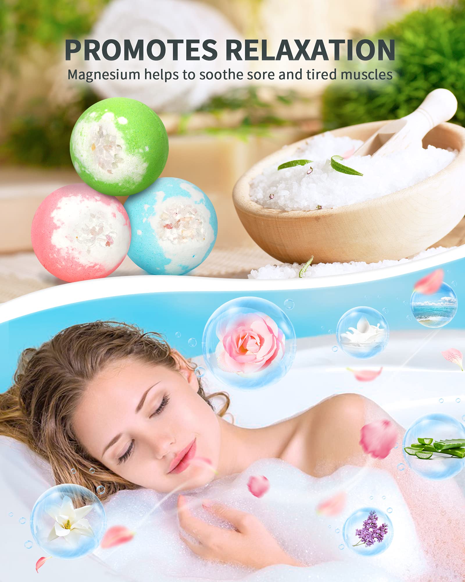 Light Up Bath Bombs with Surprise Inside, 4.23 oz Natural Bath Bombs Gift Set 6 with Essential Oils, Magnesium Large Bath Bombs for Women Relaxing Spa Bath Skin Moisturize Gifts for Women