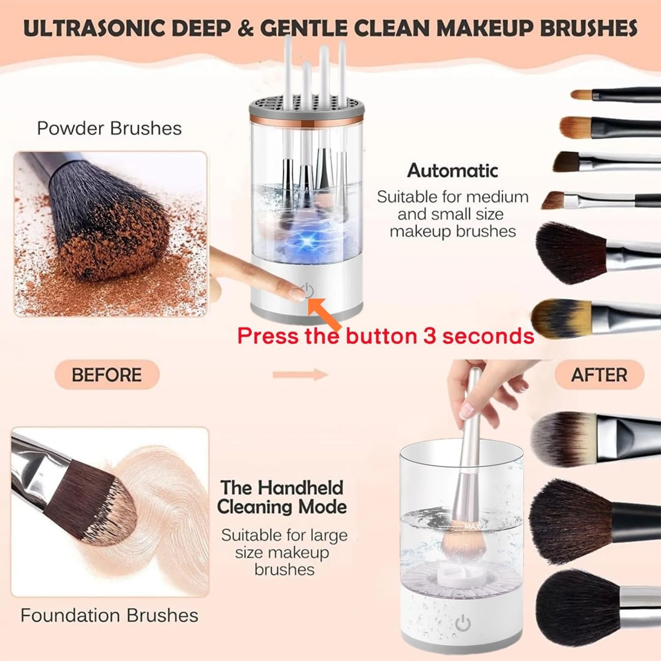 Electric Makeup Brush Cleaner,Automatic Makeup Brush Cleaner with Silicone Makeup Cleaning Mat,Deep Cleaning for Makeup Brushes,Make up Brush Cleaner machine