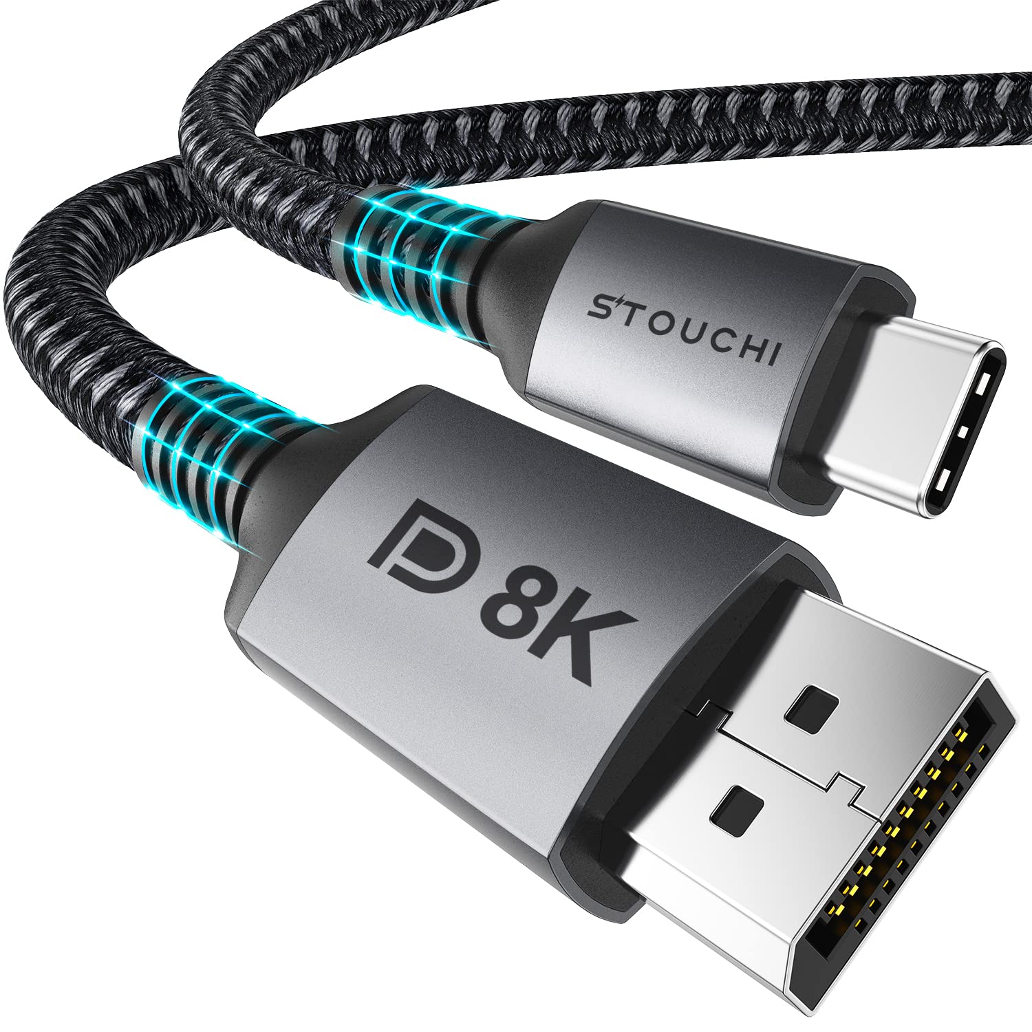 Stouchi USB C to DisplayPort 1.4 8K Cable 2M/6.6Ft Thunderbolt 4/3 to DP 4K@144Hz/120Hz 5K@60Hz 2K@240Hz HBR3 Adapter for iPhone 15, iPad Pro M2, 2021 MacBook Pro, M1 Mac Mini, Dell XPS