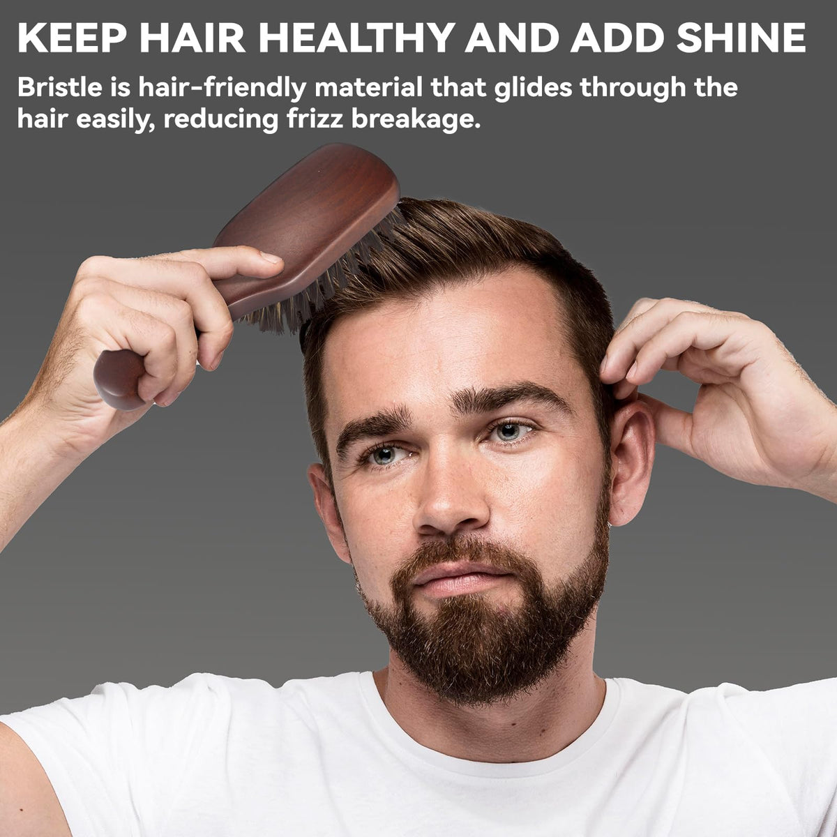 O BRUSHZOO Beard Brush for Men Smooths Softens Beard and Exfoliates Skin and Scalp, 100% Boar Bristle Beard Brush for Berad & Short Hair Detangle add Natural Shine