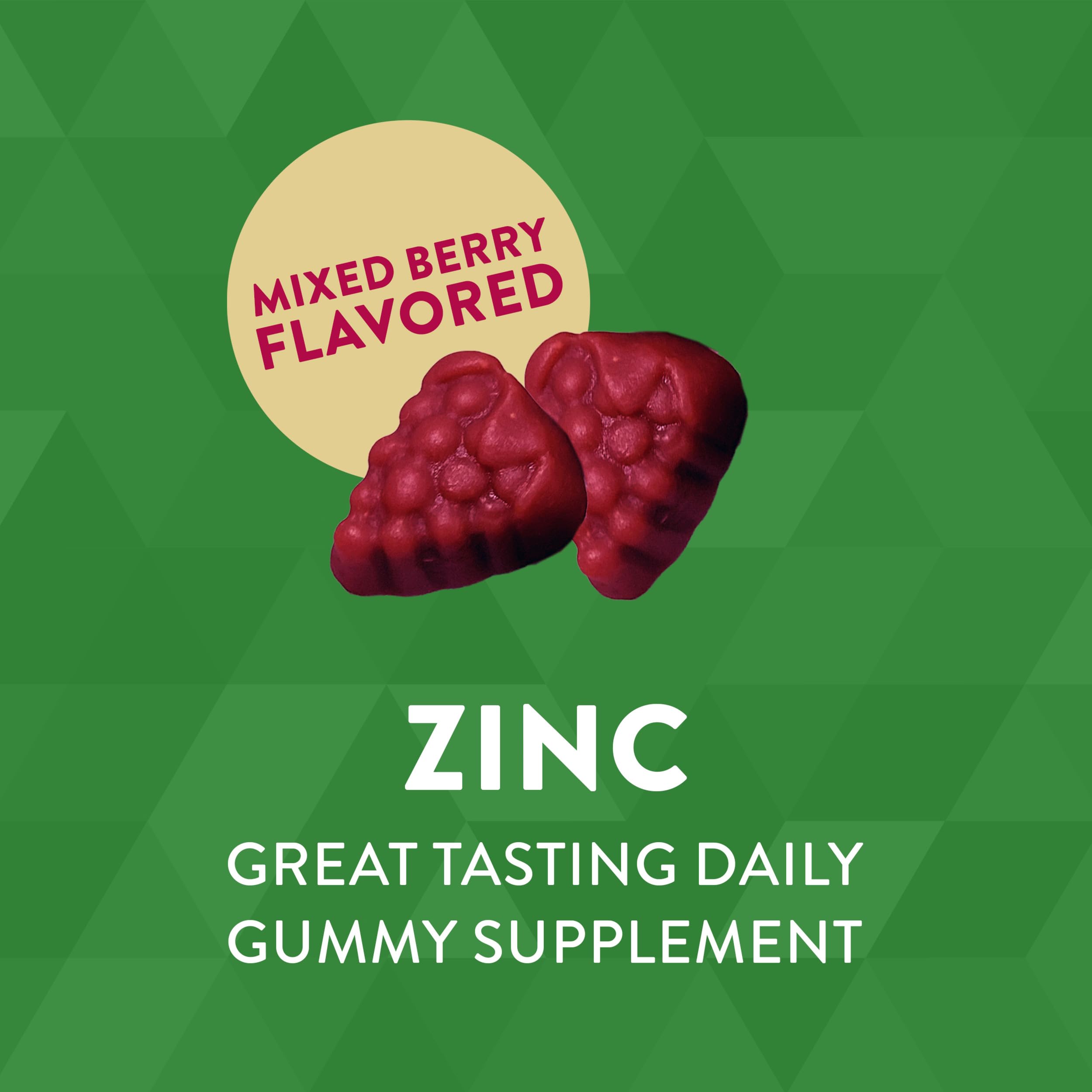 Nature's Way Zinc Gummies, Daily Immune Support Gummies*, 100% Daily Value Zinc per Gummy, Mixed Berry Flavored, 120 Gummies (Packaging May Vary)