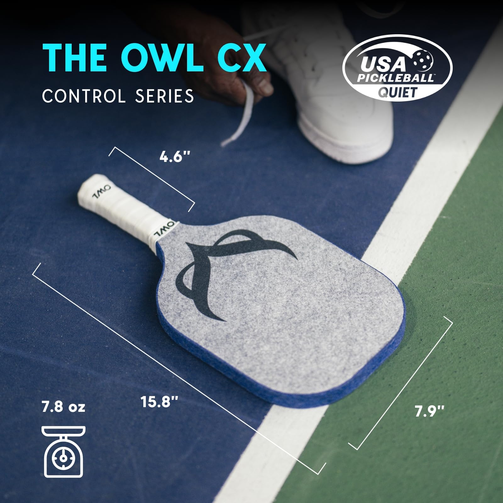 The OWL Paddle CX, Premium Pickleball Paddle - USAP Approved, Revolutionary Pickleball Paddle - Quiet Pickleball Paddle, 50% Less Noise - Great Control, Spin & Touch