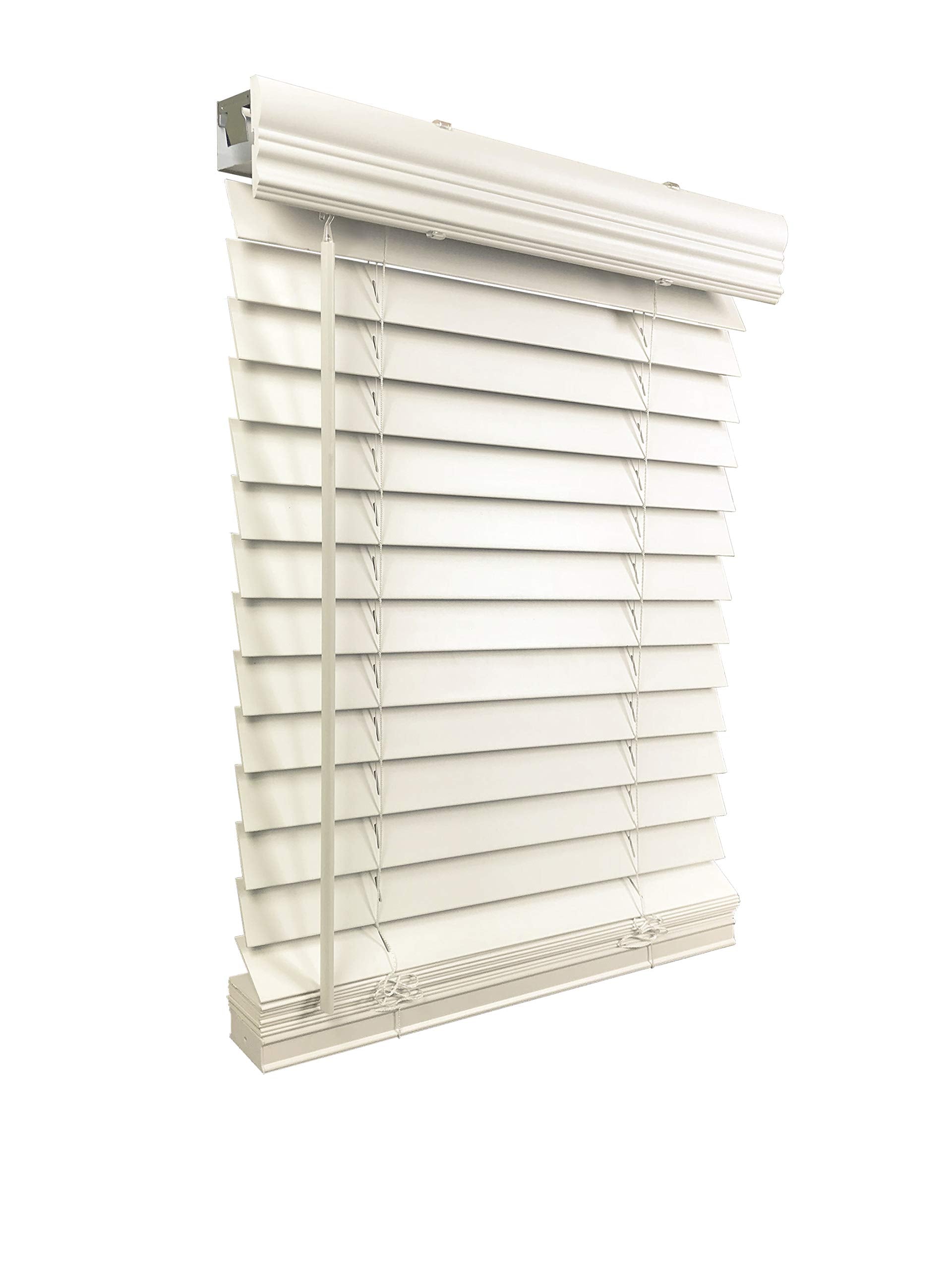 US Window And Floor 2" Faux Wood 33.5" W x 64" H, Inside Mount Cordless Window Blinds, Smooth White,CLF0103340640