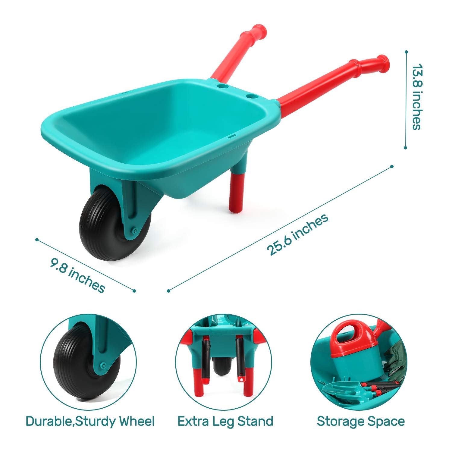 CUTE STONE Kids Gardening Tool Set, Garden Toys with Wheelbarrow, Watering Can, Gardening Gloves, Hand Rake, Shovel, Trowel, Double Hoe, Apron with Pockets, Outdoor Indoor Toys Gift for Boys Girls