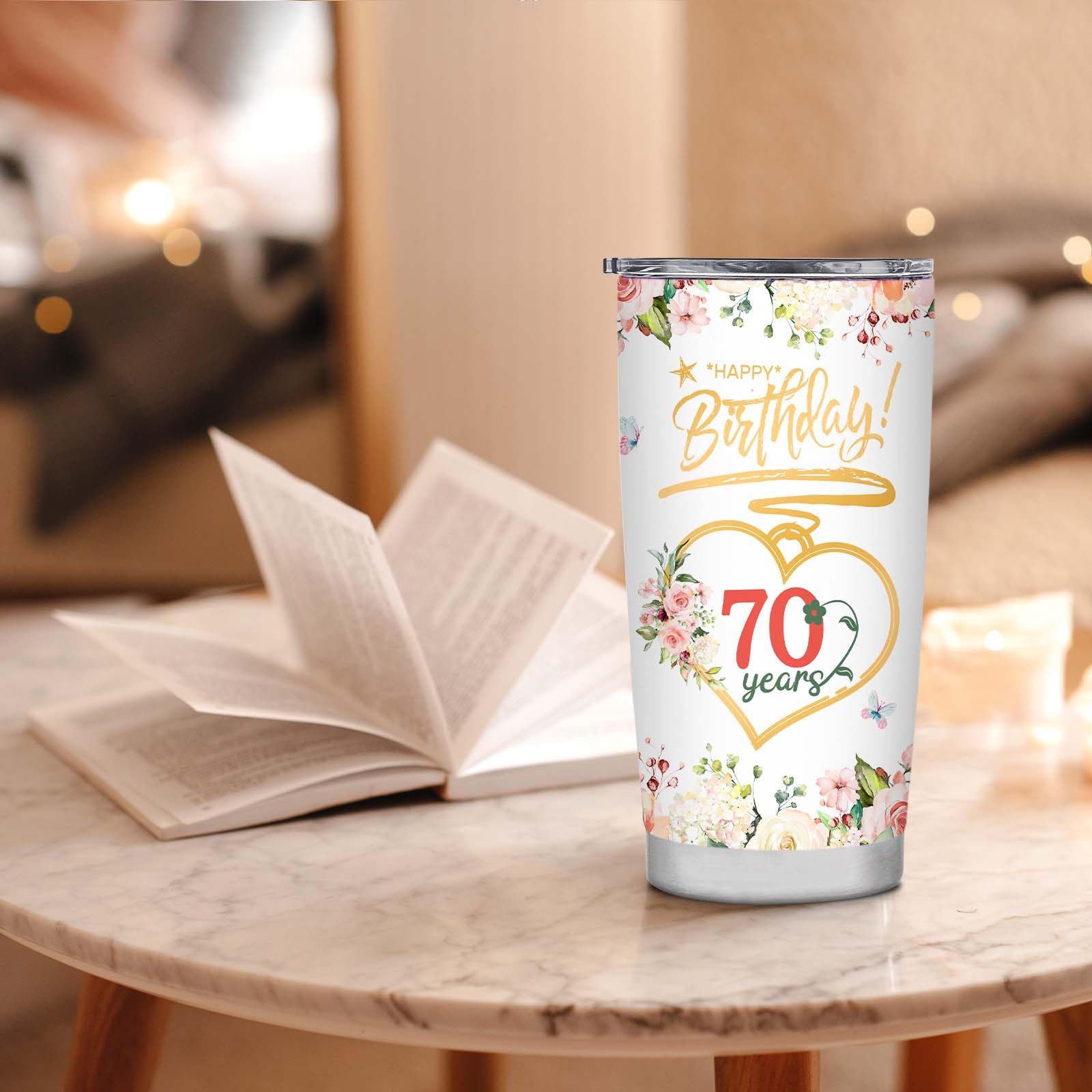 70th Birthday Gifts for Women, Happy 70 Year Old Birthday Gift, Best Gifts for 70 Year Old Woman, 1953 Birthday Gifts for Women Tumbler Cup 20oz With Lid