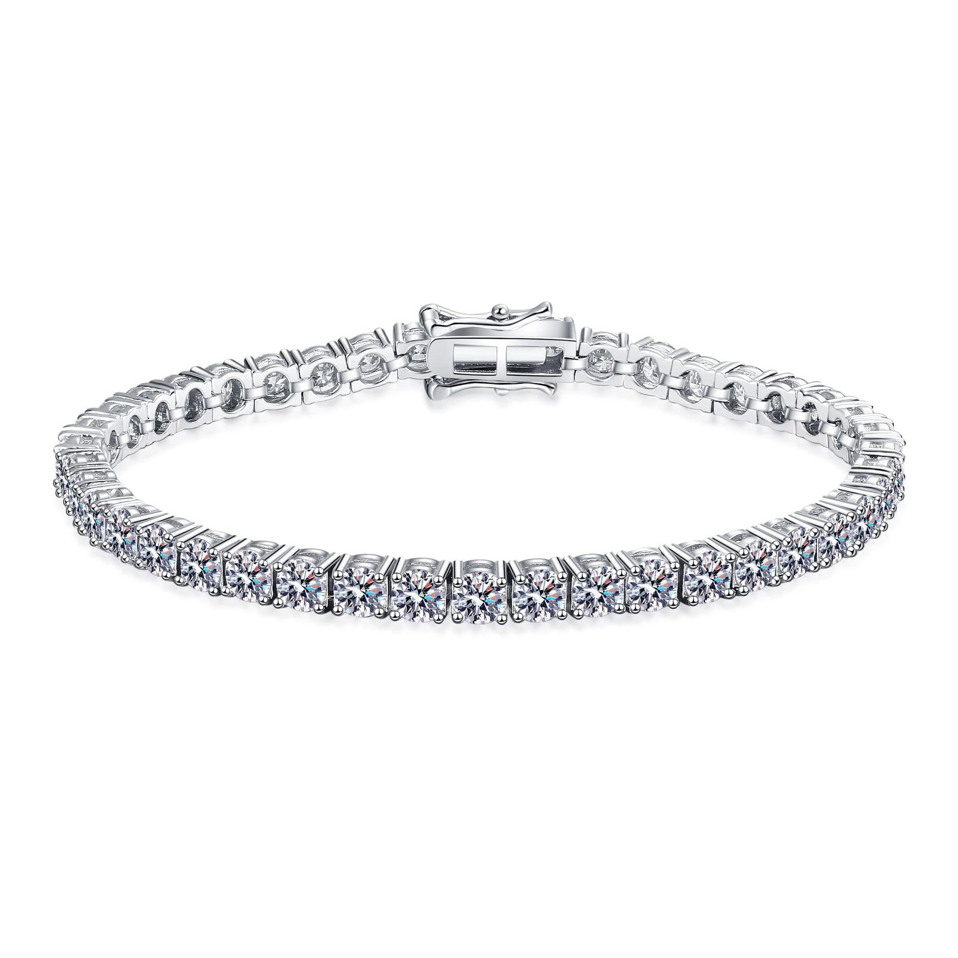 Shimspex Luxury 4.6-5.7 Carat Tennis Bracelet - VVS1, D Color Round Cut Diamonds - 4 Prong Set in 14K White Gold - Opulent Elegance for Unforgettable Moments (7.5 inches 5.7 carats)