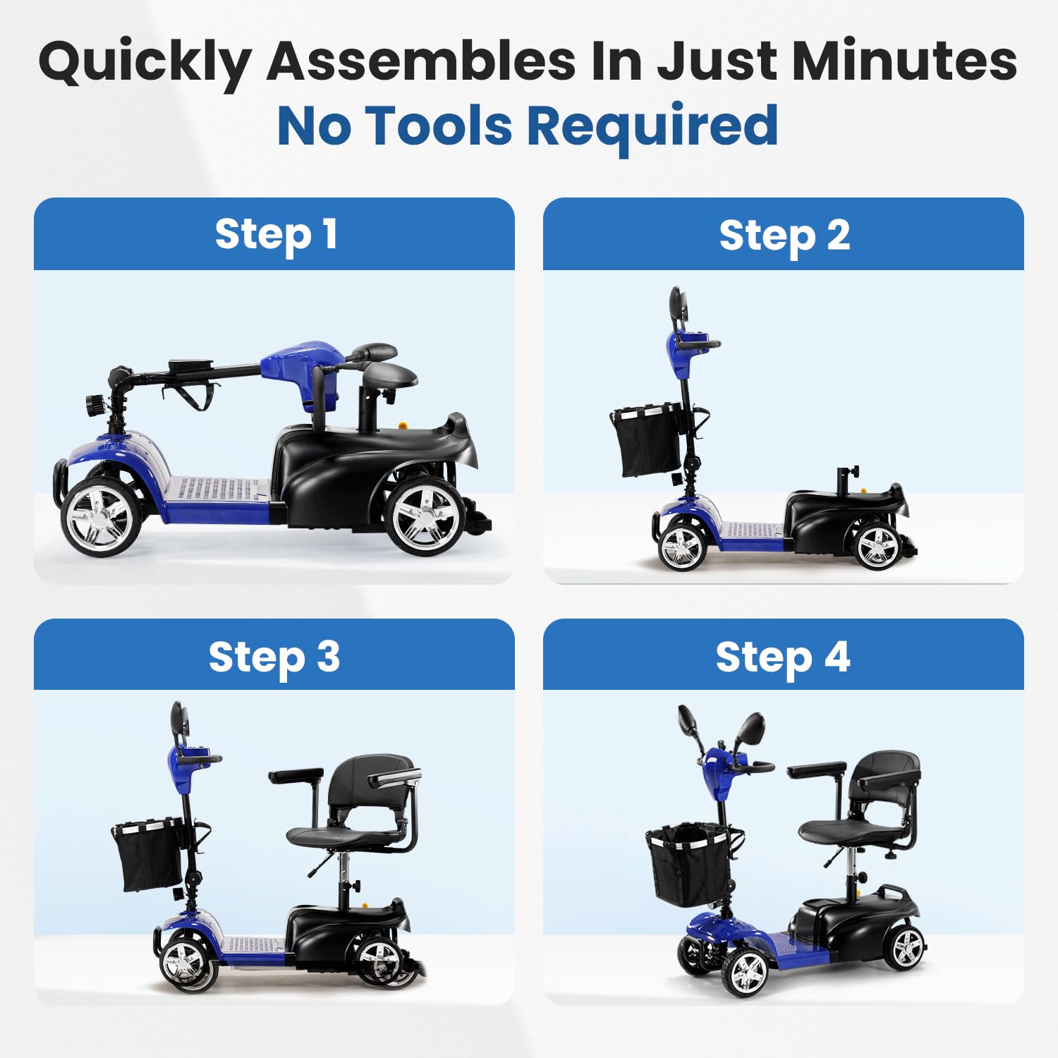 [2026 Upgrade] Aolebor 30 Miles 4 Wheel Mobility Scooter for Seniors & Adults, 350W Powered Wheelchair with Rotating Seat, Foldable Motorized Scooter with USB Port, Removable Basket, Supports 300 lbs