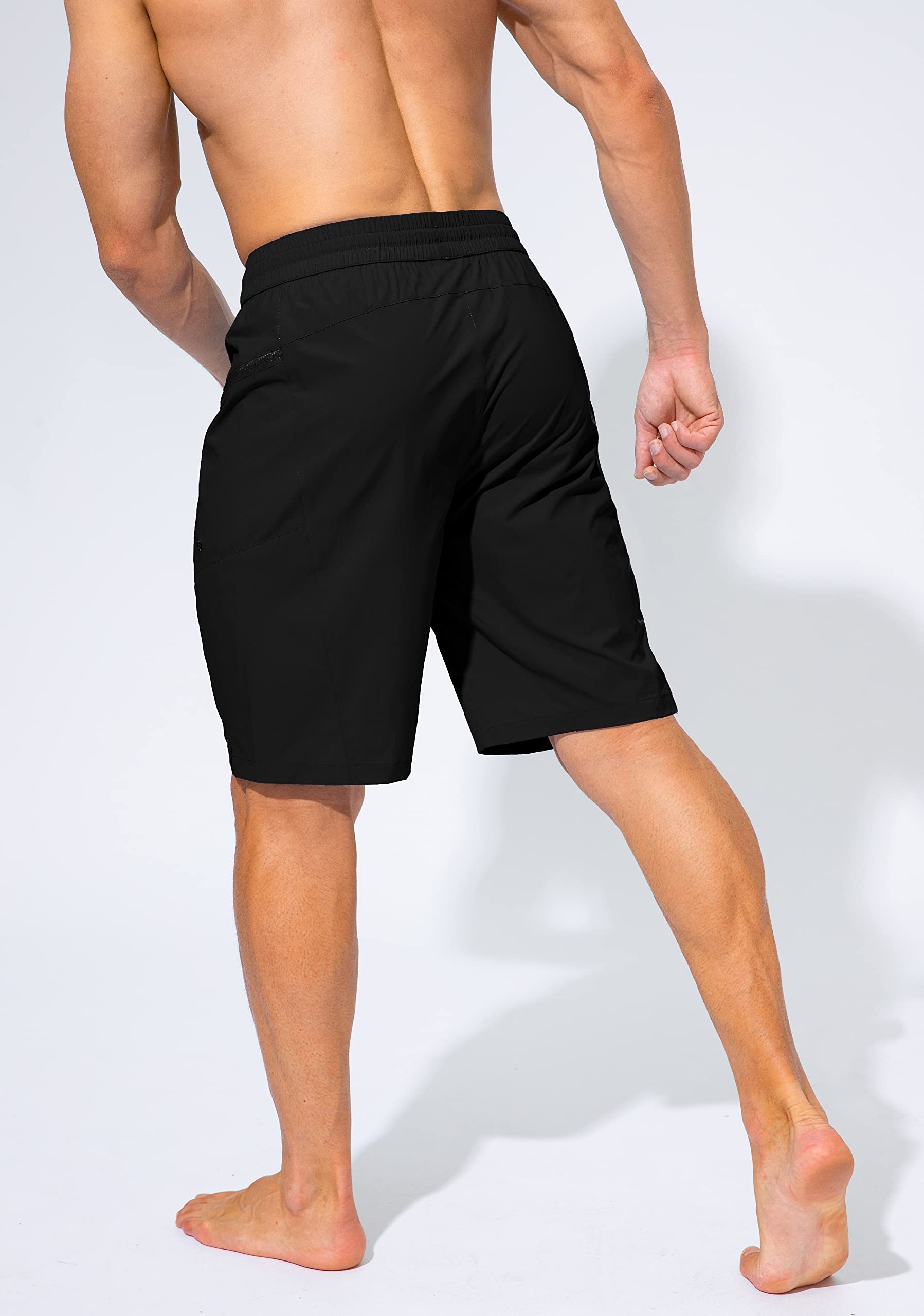 Men's Swim Trunks Quick Dry Board Shorts with Zipper Pockets Beach Shorts Bathing Suits for Men - No Mesh Liner(Black,XL)