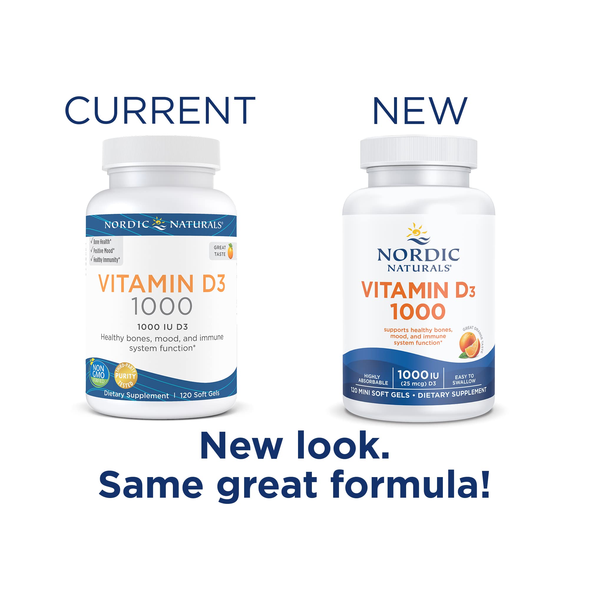 Nordic Naturals Vitamin D3 1000, Orange - 120 Mini Soft Gels - 1000 IU Vitamin D3 - Supports Healthy Bones, Mood & Immune System Function - Non-GMO - 120 Servings