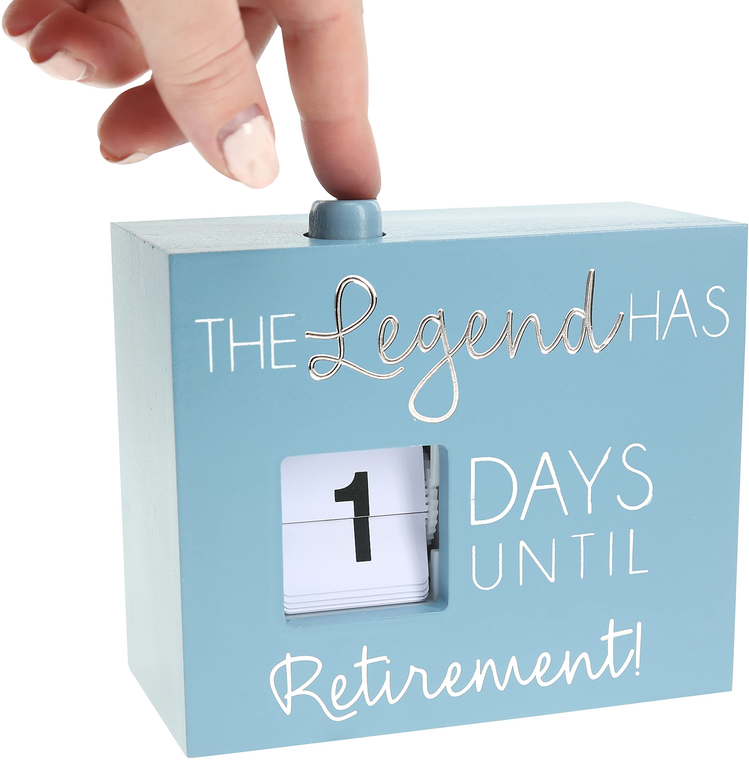Pavilion Gift Company The Legend Has_ Days Until Retirement - Blue & Silver MDF & Plastic 30 Day Countdown Calendar