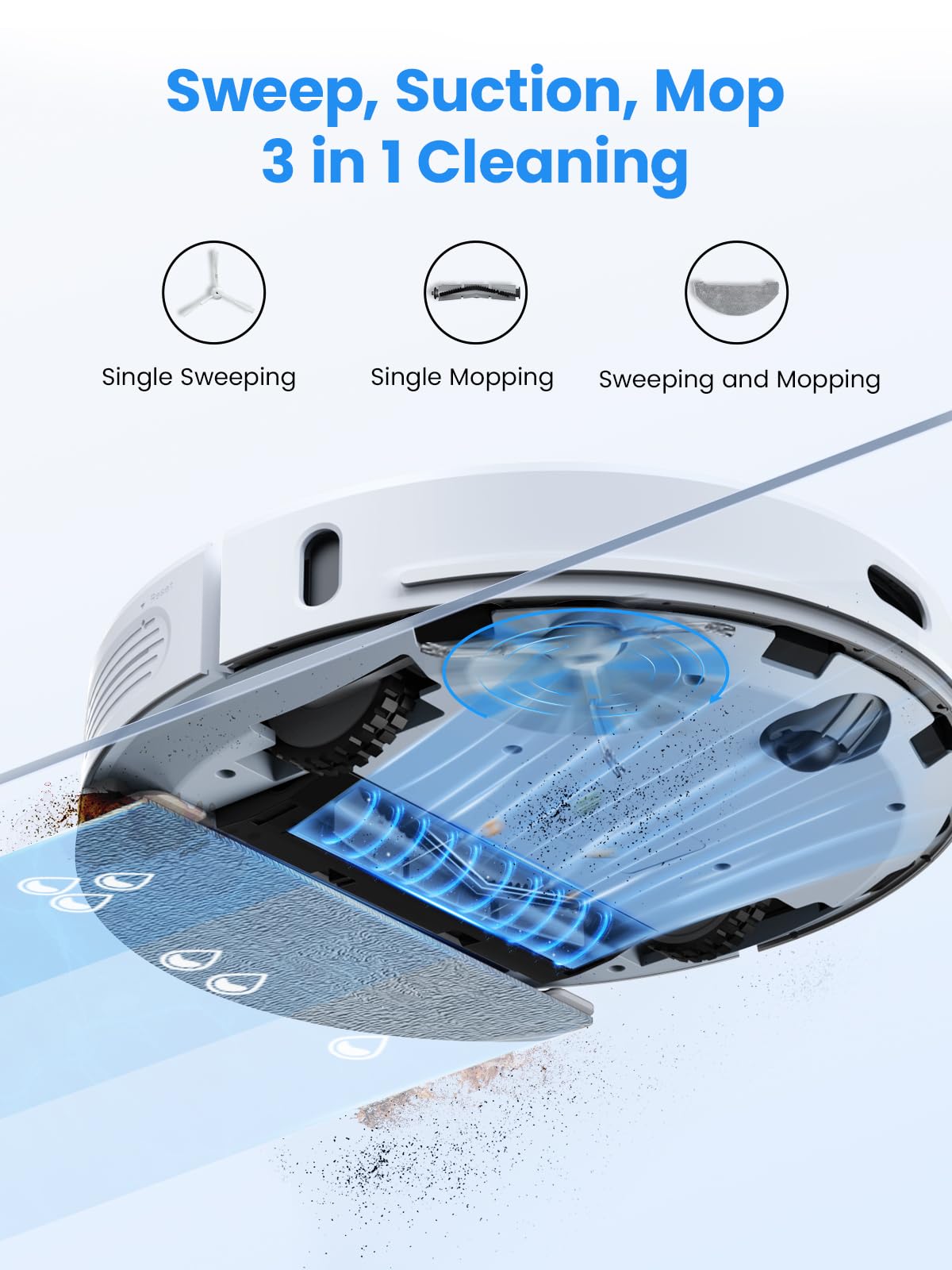HONITURE Robot Vacuum and Mop Combo,Robot Vacuum Cleaner with Self-Emptying, 70-Day Capacity, Smart Mapping, 250mins Runtime, Robotic Vacuum Cleaner for Pet Hard Floors Carpet (Q6 Pro)