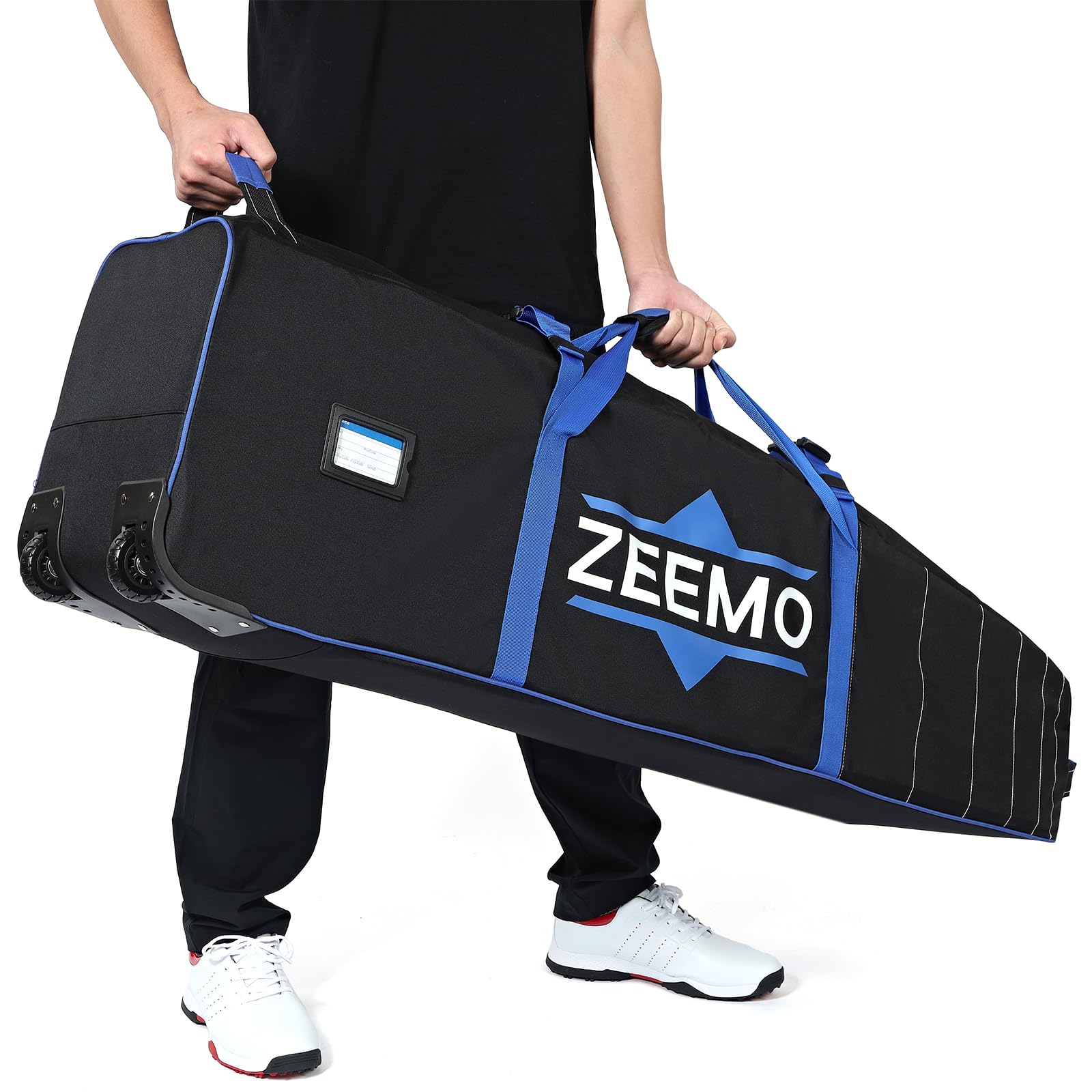 ZEEMO Golf Travel Bag for men, Mid-open Covers with Protective Panel for Golf Clubs, Golf Accessories, Soft-Sided, Travel Size, Airline Approved, Waterproof&Wheels, Black Oxford Case.