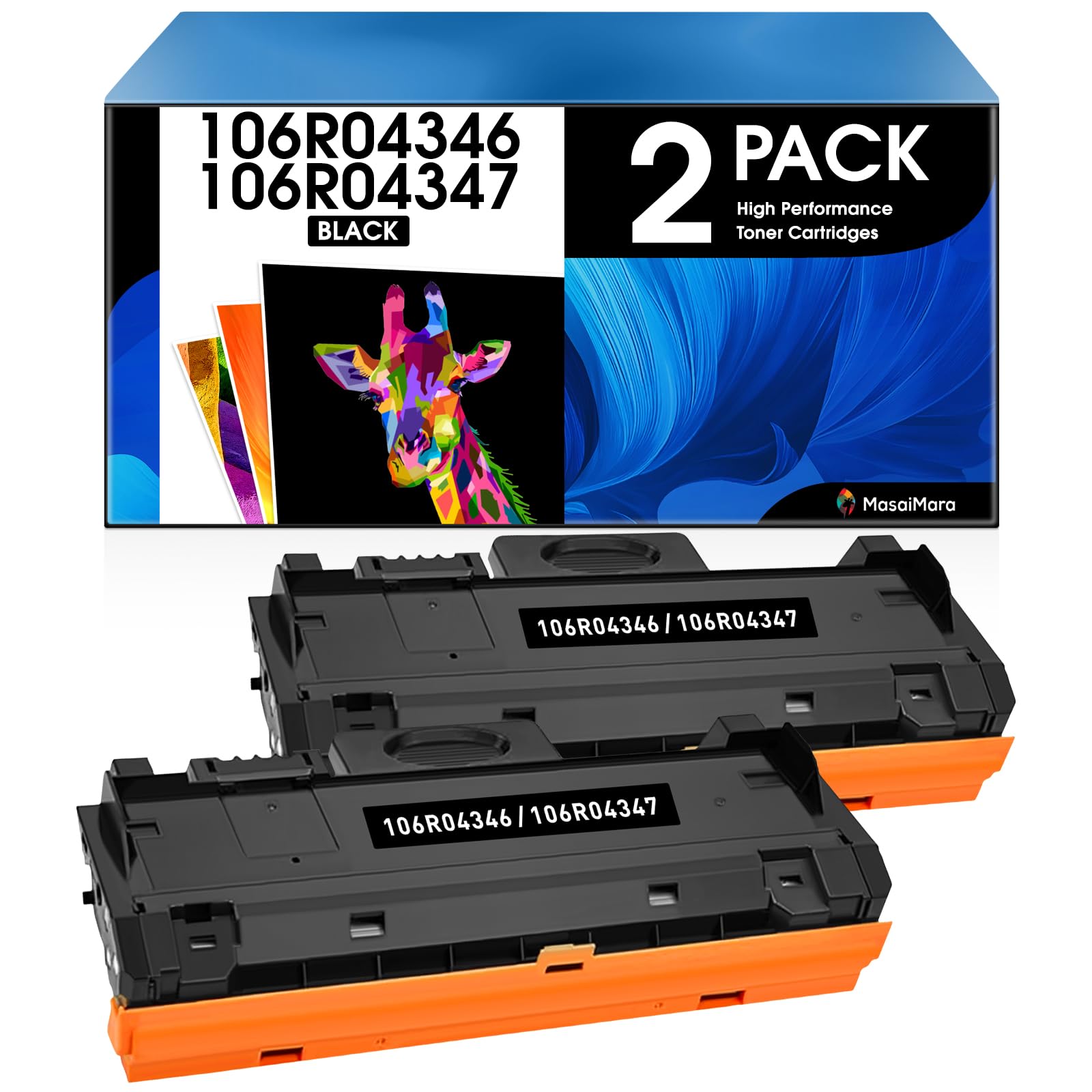 MasaiMara Toner Cartridge Replacement for Xerox 106R04347 106R04346 use for Xerox B210 B205 B215 B210DNI B205NI B215DNI B215MFP B205MFP Printer, High Yields Black 3,000 Pages, 2-Pack