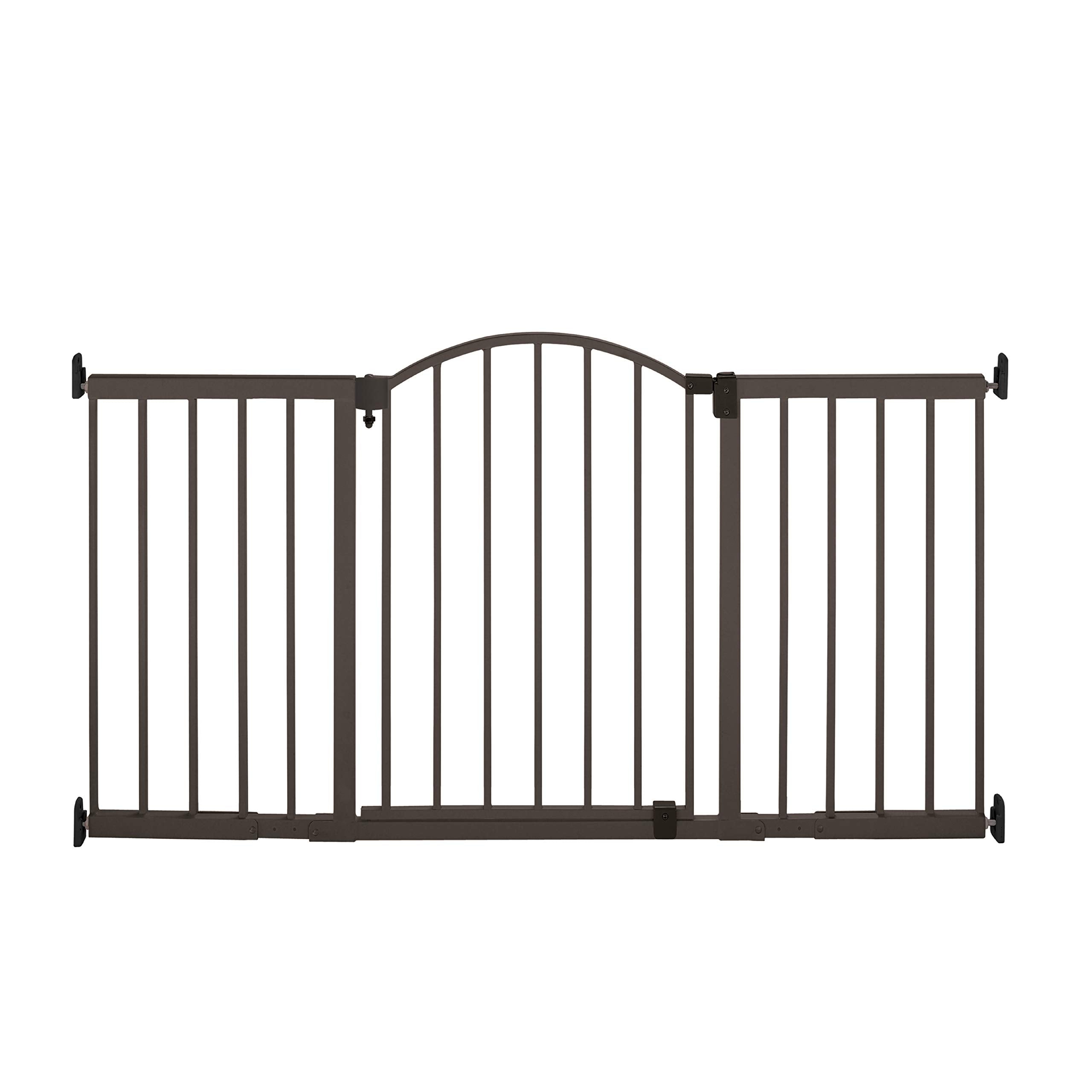 Summer Infant Metal Expansion Extra Wide Safety Pet and Baby Gate, 44"-71" Wide, 36” Tall, Hardware Mounted for Dog and Child Safety, Fits Large Opening or Doorway, Auto Close Walk Thru Door - Bronze