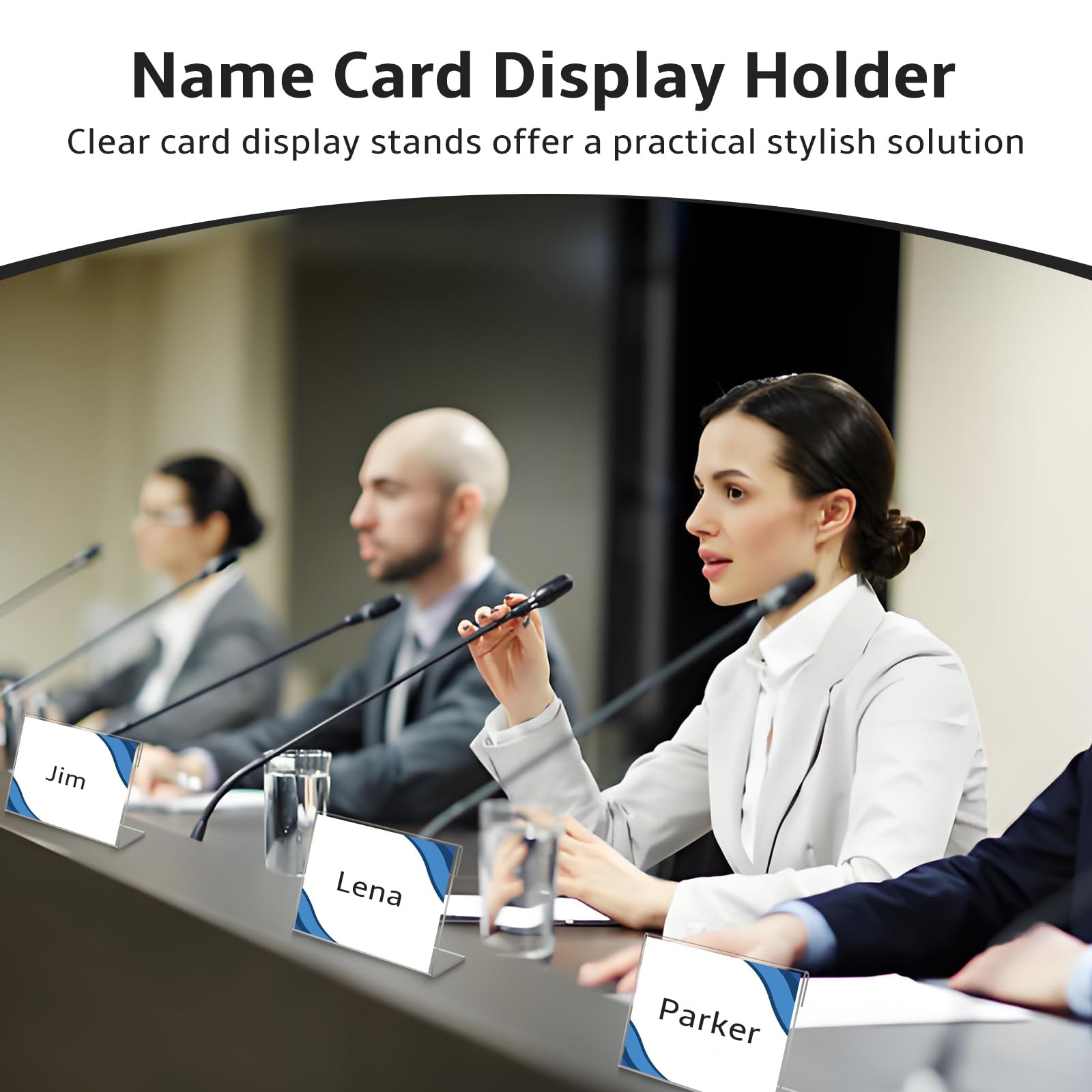 Daletu 20 PCS 3.5 x 2.5 inch Small Acrylic Sign Holder, Mini Clear Sign Display Holder for Retail, L-Shape Plastic Name Card Price Card Food Tag Label Counter Top Stand