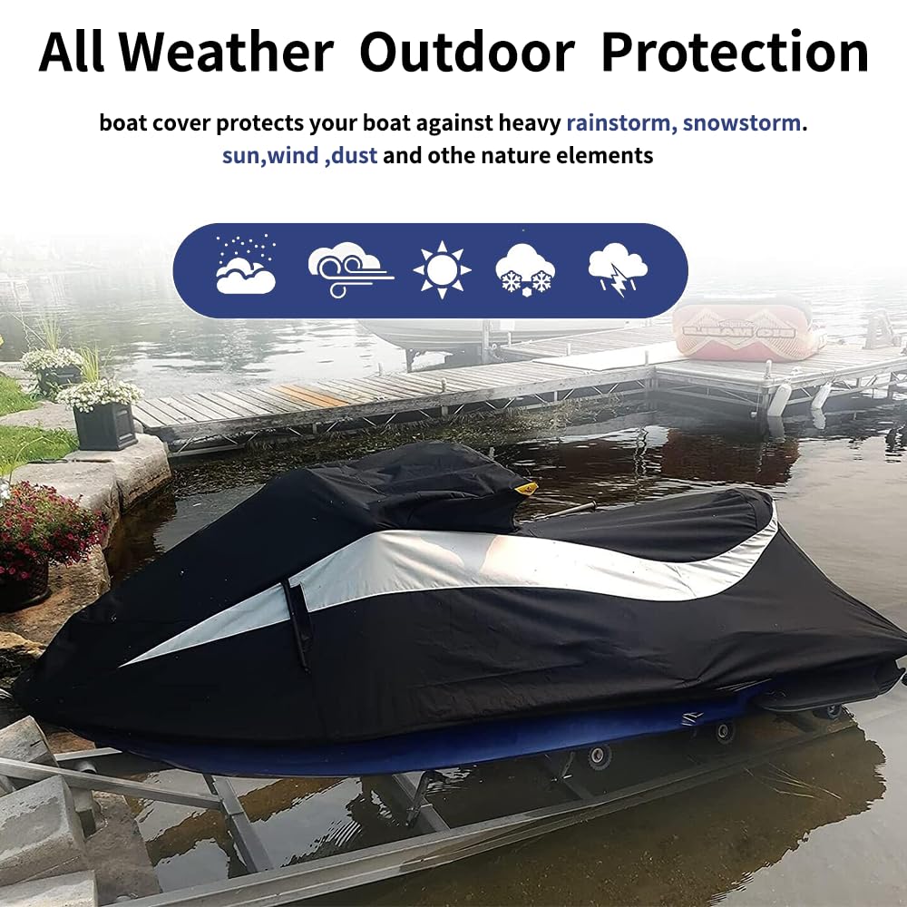 SleYuYir 295100722 Heavy Duty Jet Ski Cover - Waterproof Jetski Trailerable Watercraft Compatible with 2011-2019 Bombardier SEA-DOO PWC GTS, GTI, GTI SE, GTI Limited