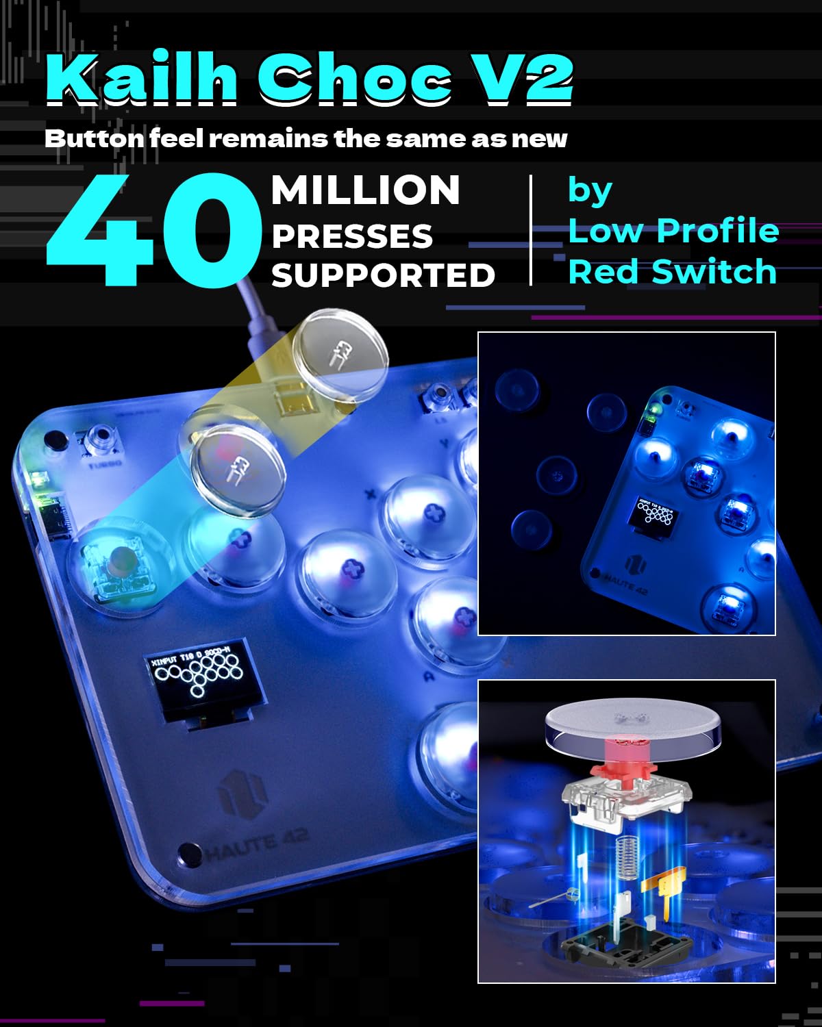 Sehawei Haute42 Arcade Stick S13 All-Button Gamerfinger with Custom RGB & Turbo Functions,Arcade Controller Street Fight for PC/Ps3/Ps4/Switch/Steam Game Keyboard-Supports Hot Swap & SOCD