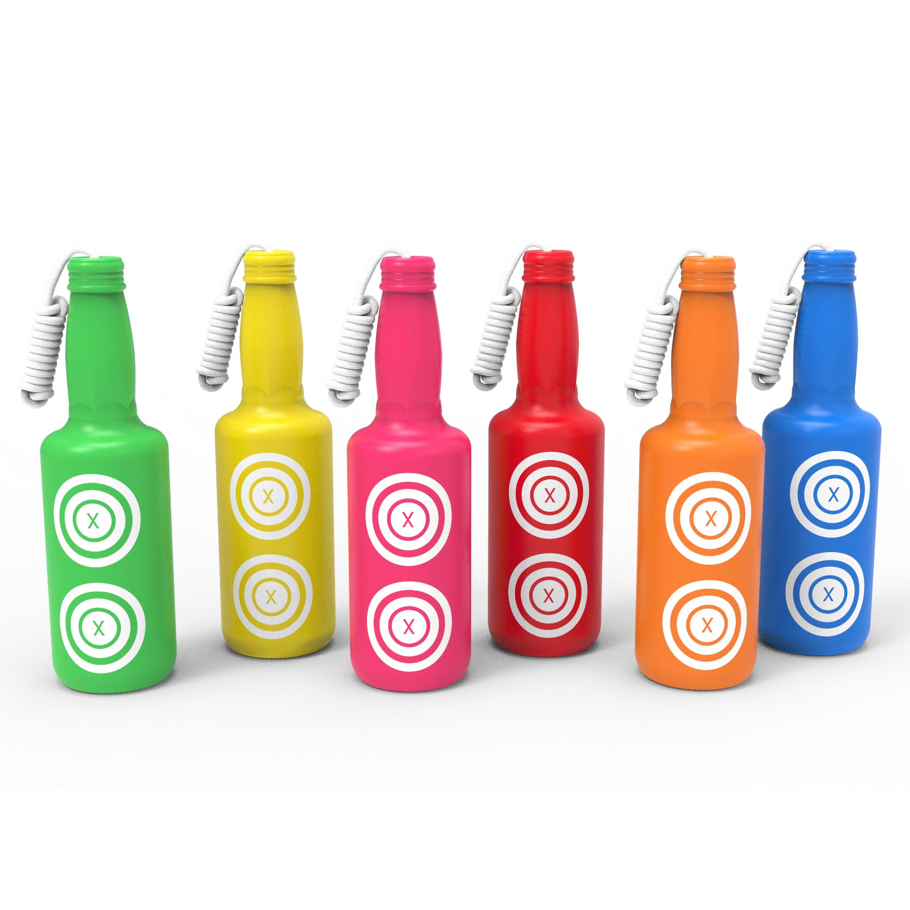 KNINE OUTDOORS 6 Pack Plastic Bottles Shooting Targets for Shooting, 6 Bright Colors with Hanging Rope for Target Practice, Target Practice for Airsoft Pellet Pistol BB Gun