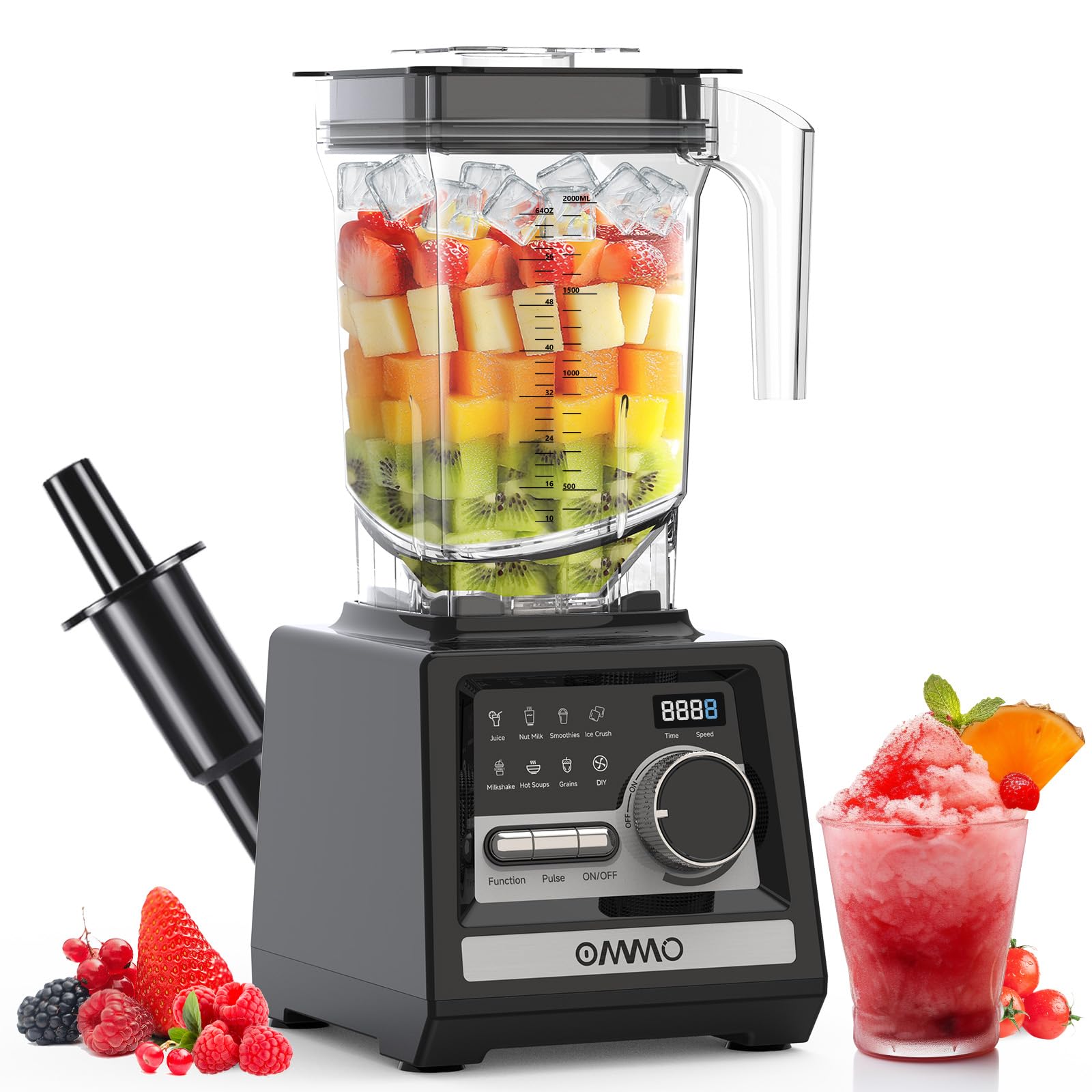 OMMO Blender, Peak1800W Blender for Smoothies, 68oz BPA-Free Smoothie Blenders for Kitchen with 9 Speed Control&Built-in Timer, Dishwasher Safe for Ice Crush, Smoothies, Frozen Drinks and Fruits