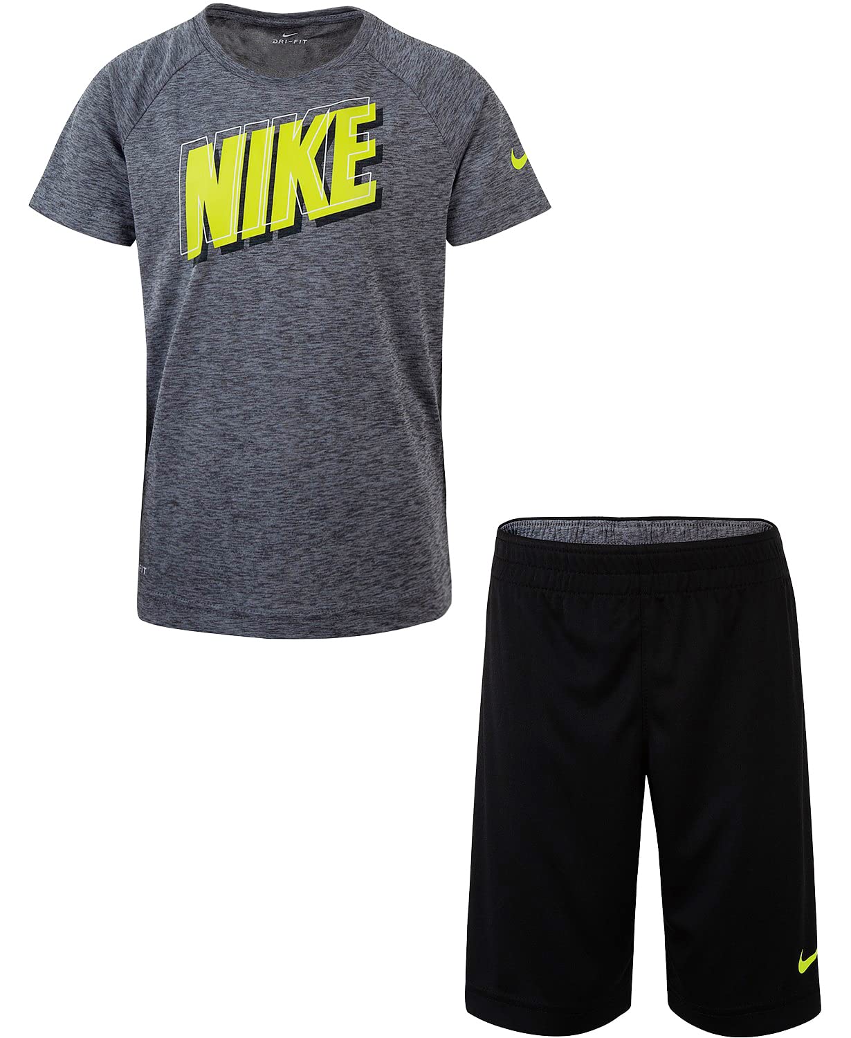 Nike Boy`s Dri-Fit T-Shirt & Shorts 2 Piece Set (3T) Grey/Black