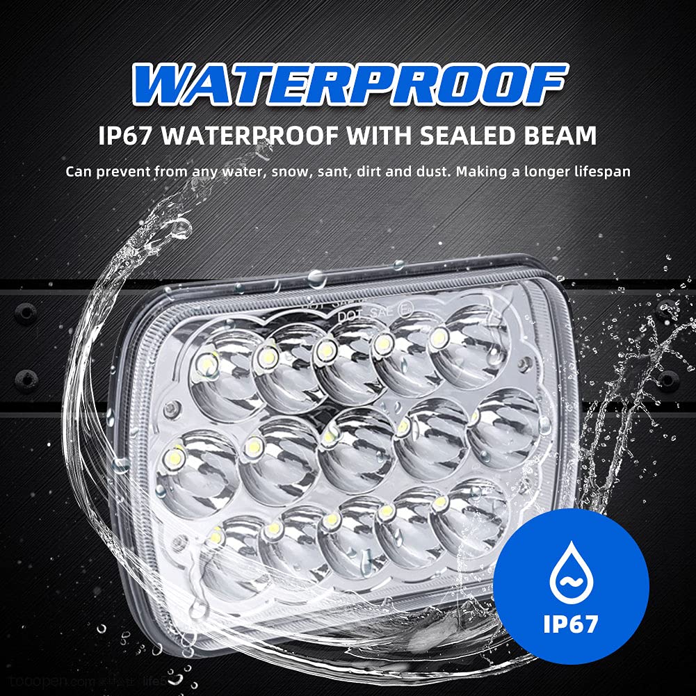 7x6 5x7 LED Lights 2Pcs Rectangular Lights H6054 H5054 90W Hi/Low Sealed Beam H4 9003 Compatible for Chevy Blazer Express Je-ep Wrangler YJ XJ Cherokee Truck