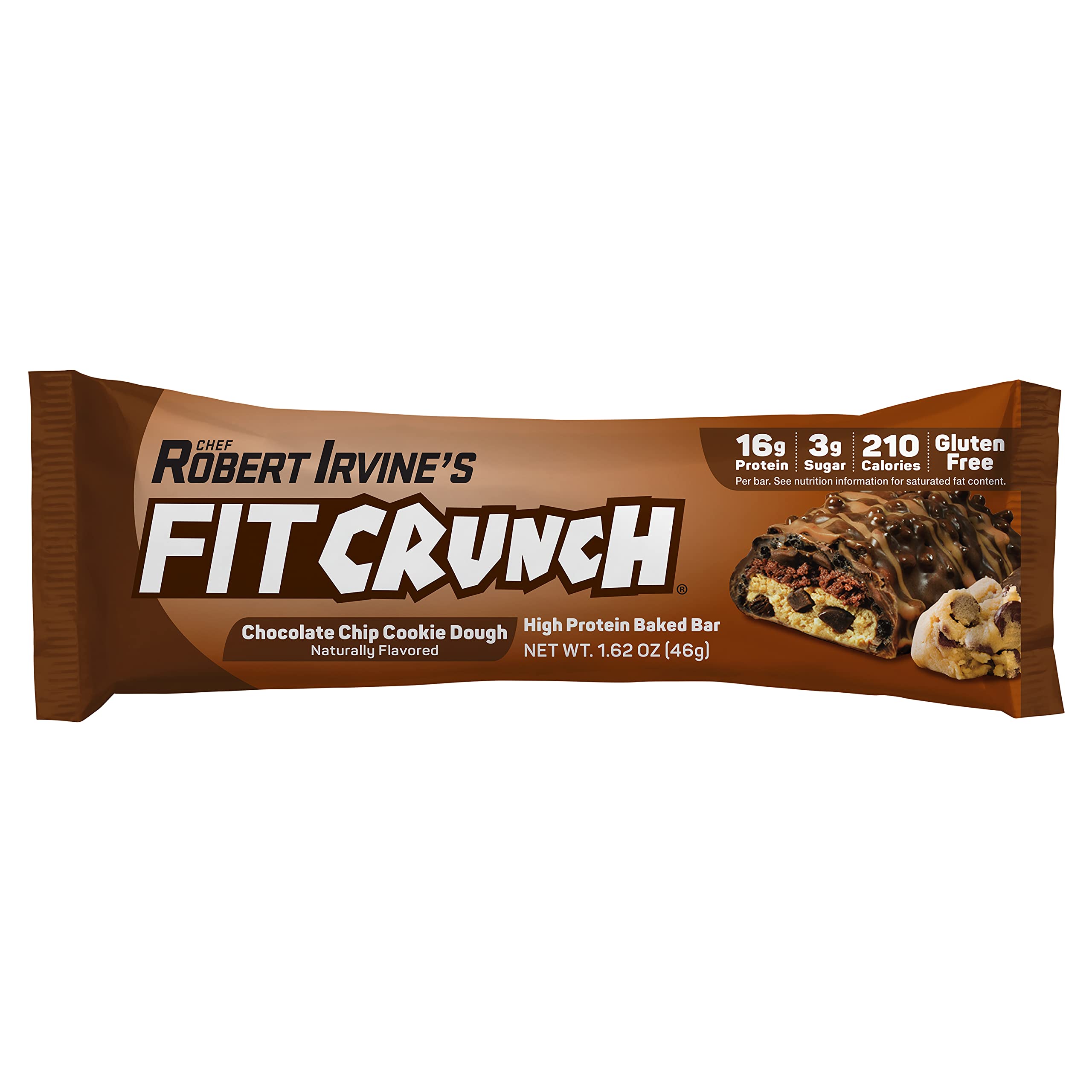 FITCRUNCH Snack Size Protein Bars, 6-Layer Baked Bar, 3g of Sugar & Soft Cake Core (18 Bars, Chocolate Chip Cookie Dough)