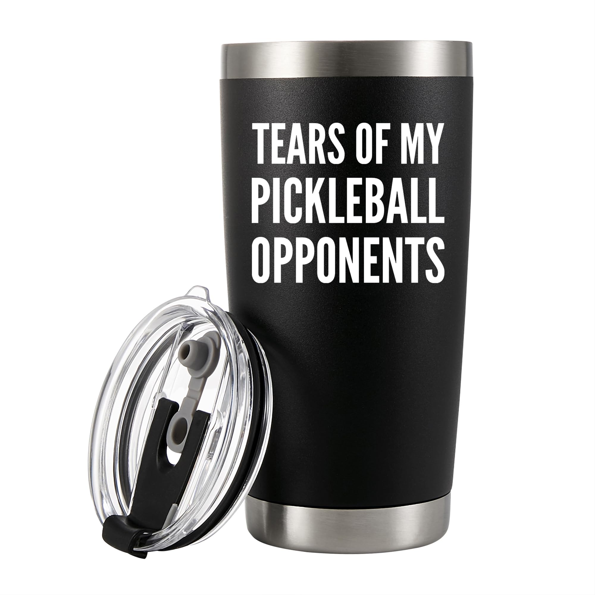 Panvola Tears of My Pickleball Opponents Tumbler Sports Player Gifts For Dad Mom Grandpa Grandma Vacuum Insulated Stainless Steel Tumbler With Removable Lid And Straw (20 oz)