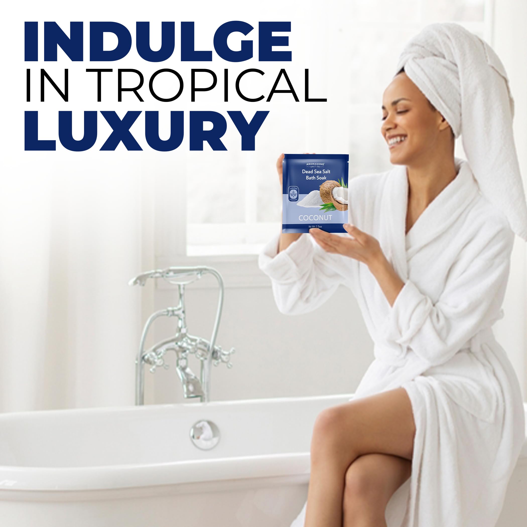 Aromasong Unscented Dead Sea Bath Soak 14 oz + Coconut Dead Sea Salt 2.5 oz Bundle – Mineral-Rich Skin Softening, Relaxation & Tropical Aromatherapy for Home Spa and Foot Soaks