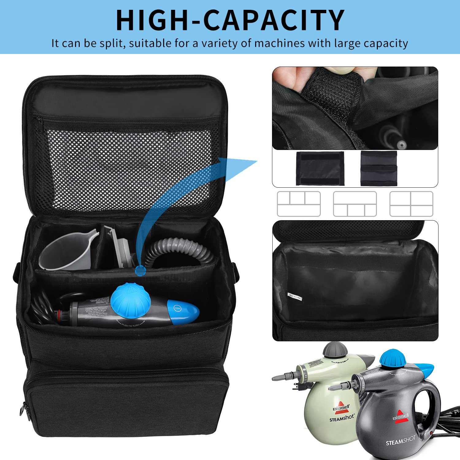 LOTCAIN Carry Bag Compatible with Bissell SteamShot Hard Surface Steam Cleaner 39N7V/39N7A,Steam Cleaner Storage Bag（Bag Only）