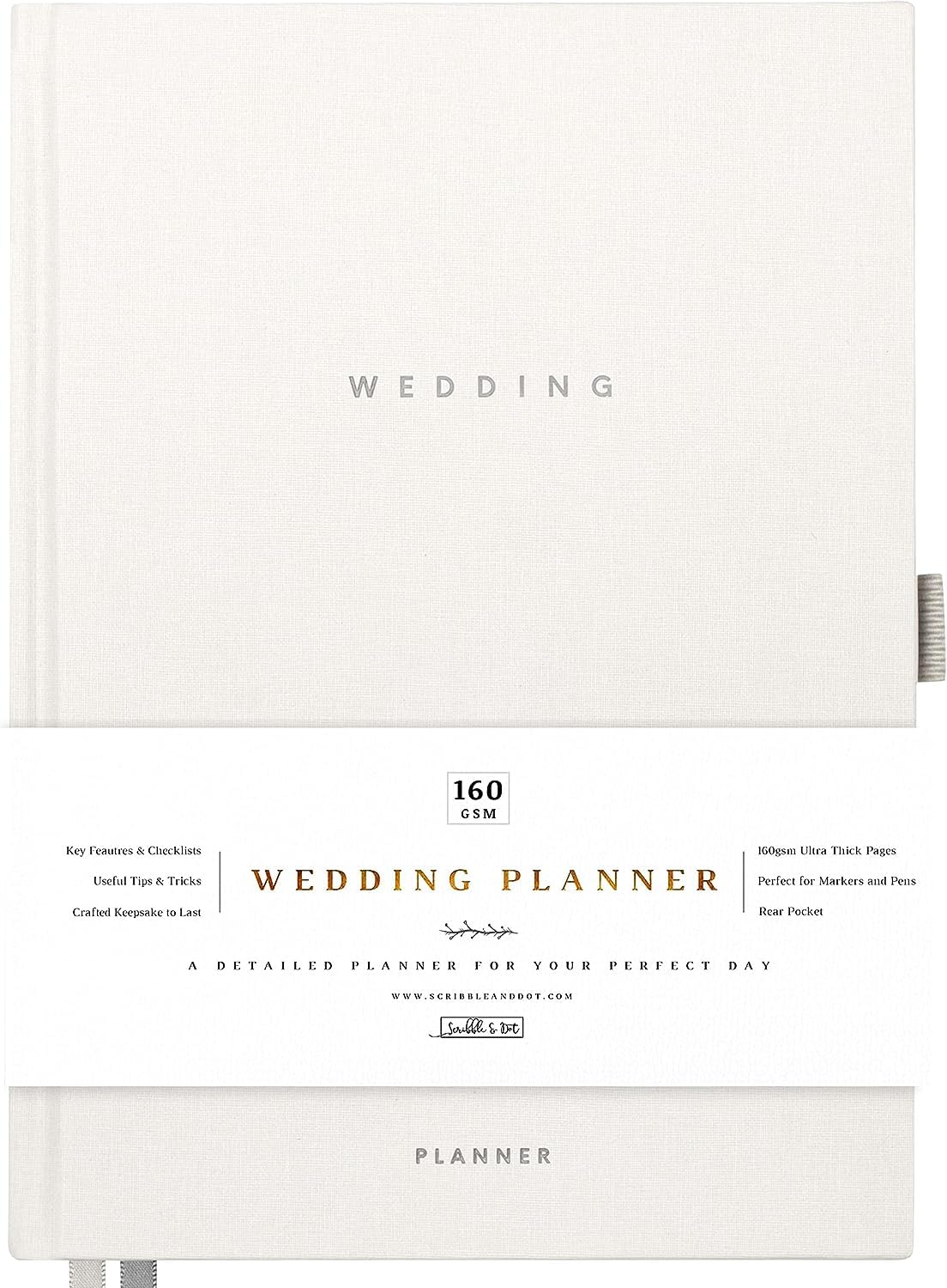 Award Winning Scribble & Dot® Wedding Planner Book and Organizer for the Bride | Tissue Wrapped in a Gift Box | Cushioned Cover & Thick Pages | This Elegantly Designed Planner Allows you to Plan Every Detail