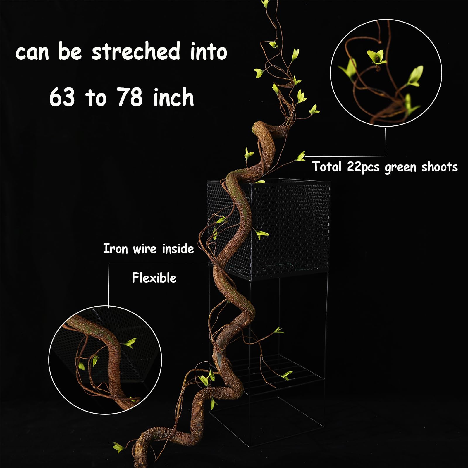 CONGZHANHH Bendable 63in Artificial Tree Twigs Cane Vine Branches Fake Plants Trunk Garland with Leaves for Home Wedding Garden Wall Hanging X'Mas Christmas Thanksgiving Day Decoration