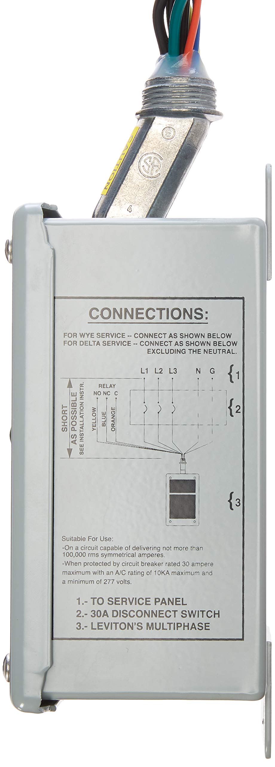 Leviton 32277-DY3 277/480 Volt, 220/380 Volt, 480 Volt 3-Phase Wye Or Delta, Surge Panel, DHC and X10 Compatible, 80Ka L-N Max Surge Current