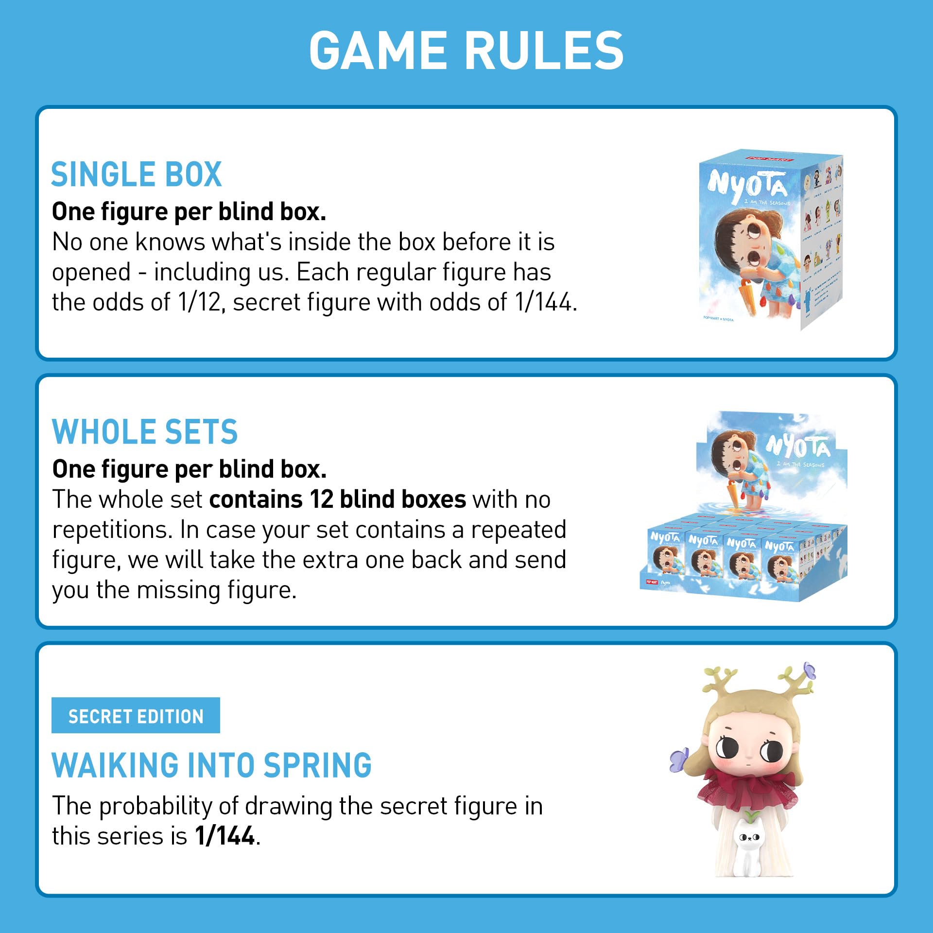 POP MART Nyota I Am The Seasons Series Blind Box Figures, Random Design Action Figures Collectible Toys Home Decorations, Holiday Birthday Gifts for Girls and Boys, Single Box
