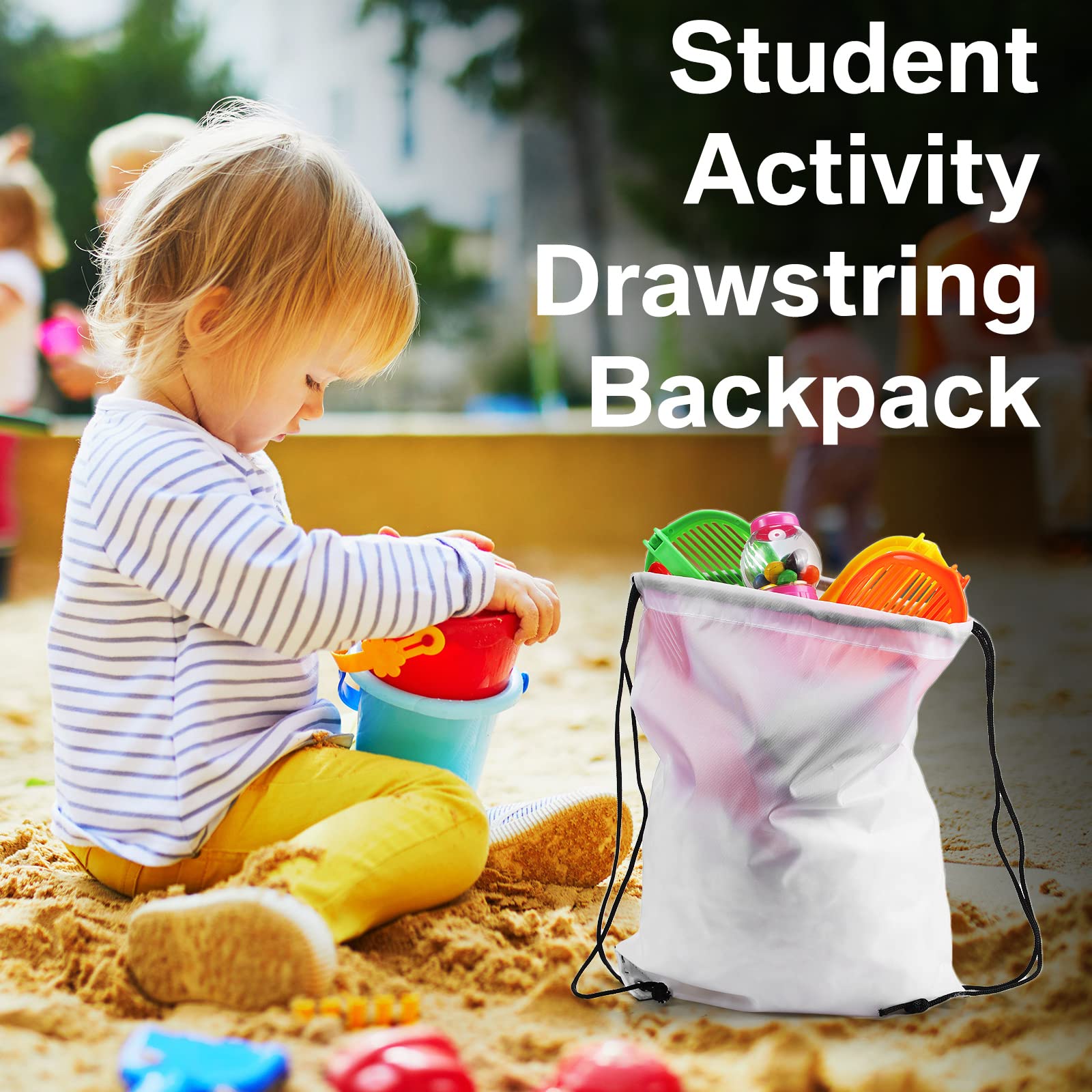 Sieral 30 Pcs Blank Sublimation Drawstring Bags Drawstring Backpack Bulk Heat Press Reusable Polyester Sublimation Bags Cinch Sackpack for Gym Sport DIY Craft, White