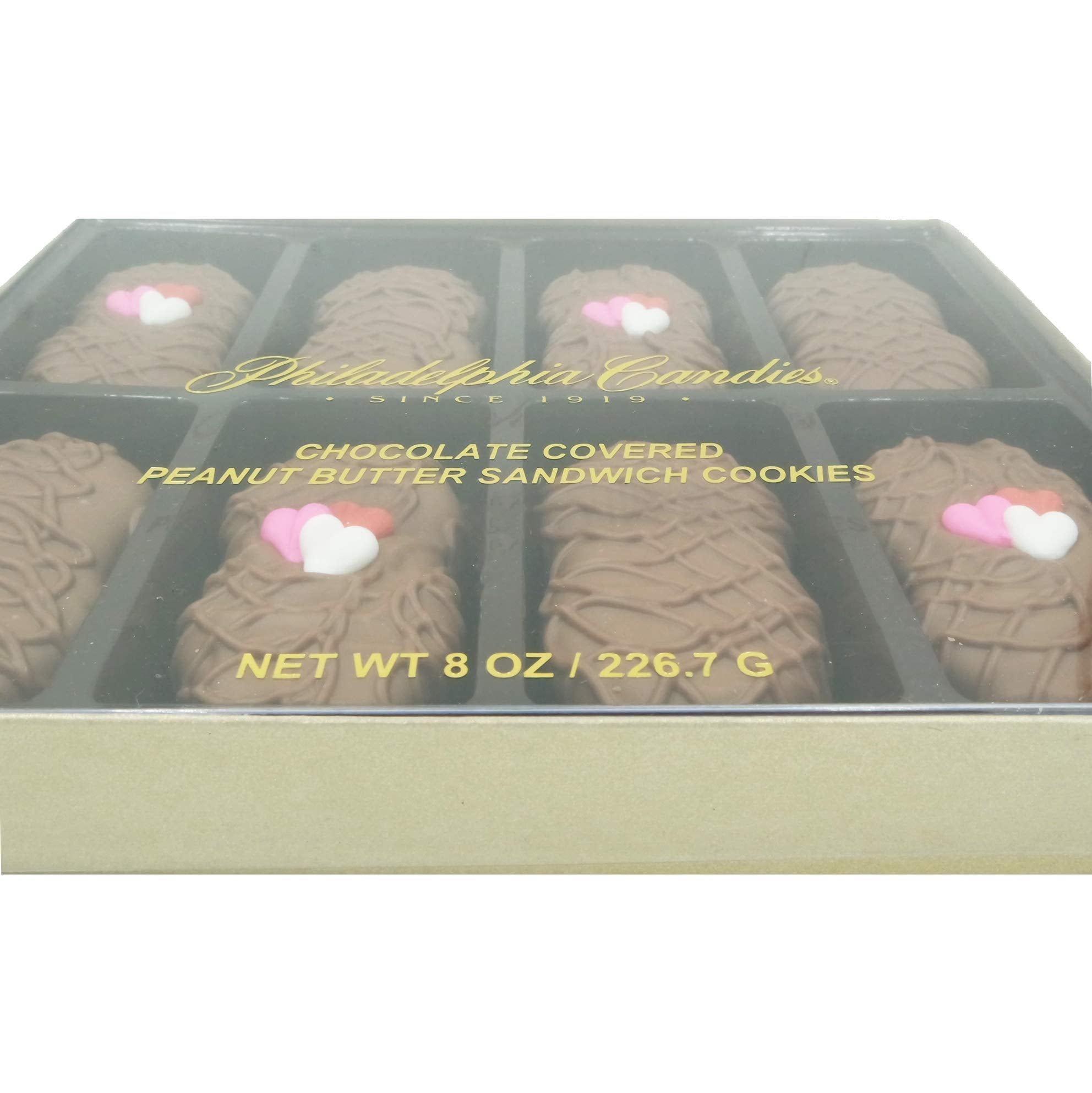 Philadelphia Candies Milk Chocolate Covered Nutter Butter Cookies, Valentine's Day Heart Gift Net Wt 8 oz