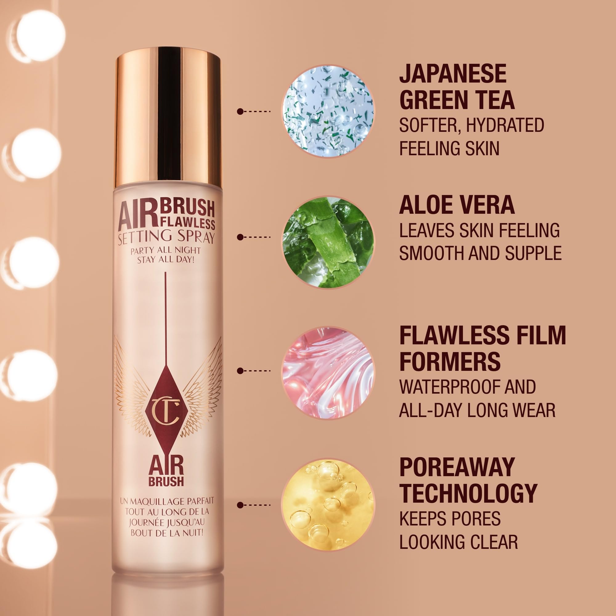Charlotte Tilbury Airbrush Flawless Setting Spray - Ultra-Fine Hydrating Mist to Prime & Set Face Makeup For Up to 16Hr - Soothes, Blurs Pores & Calms Skin (100ml)