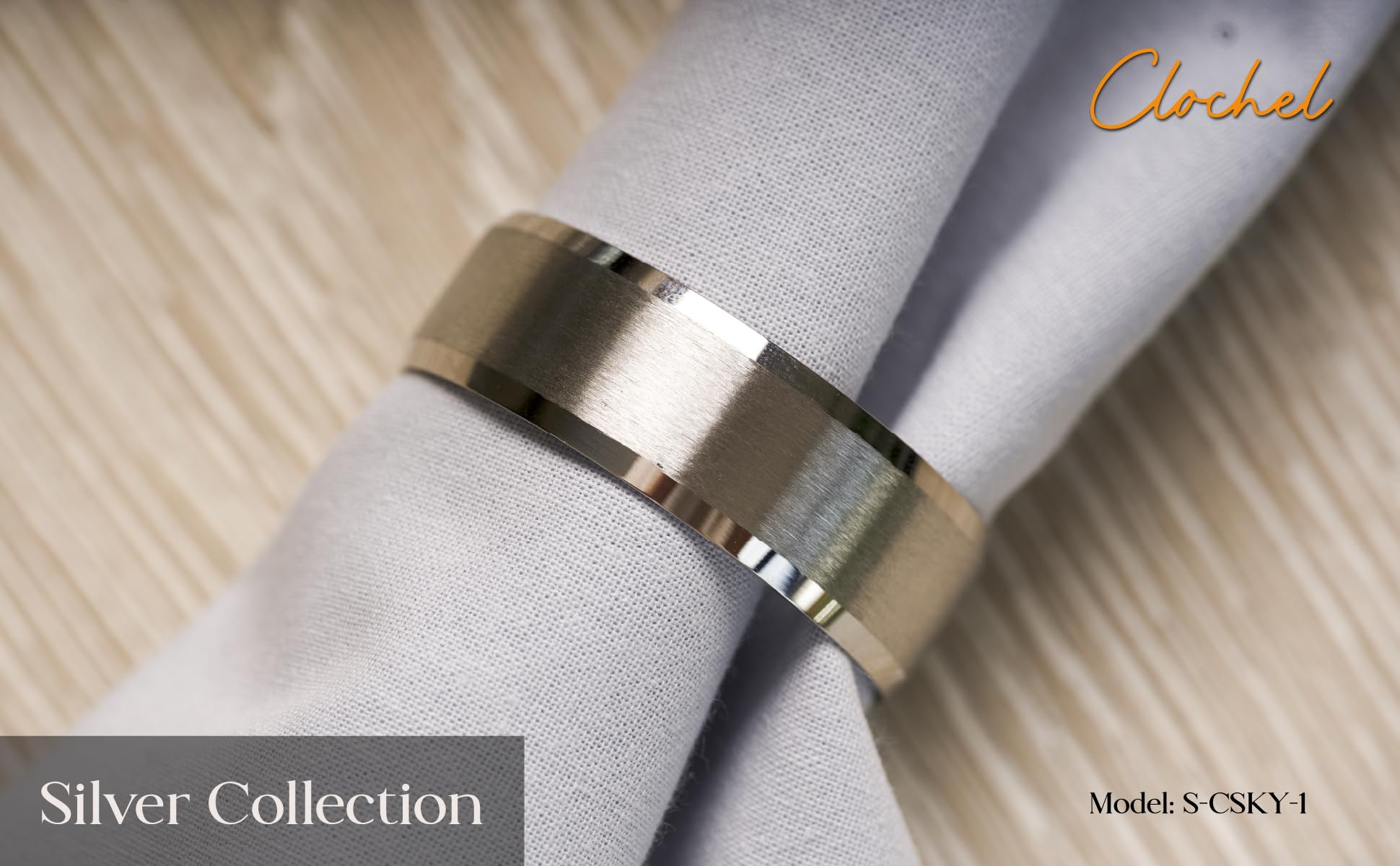 Award-Winning CLOCHEL Napkin Rings Stainless Steel Serviette Buckles Set of 4 Adornment for Elegant Dining,Table Decorations, Banquet, Wedding, Casual, Engagement, Reception & Everyday CSKY-1