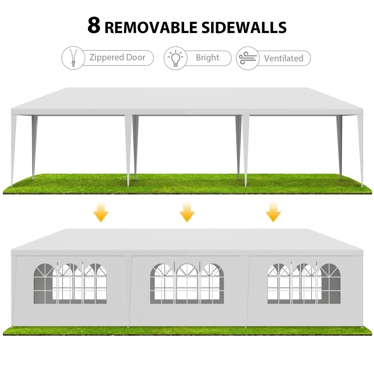 BBBuy 10'x30' Outdoor Party Wedding Tent Canopy Waterproof Camping Gazebo BBQ Shelter Pavilion Heavy Duty, 8 Removable Sidewalls (10x30)