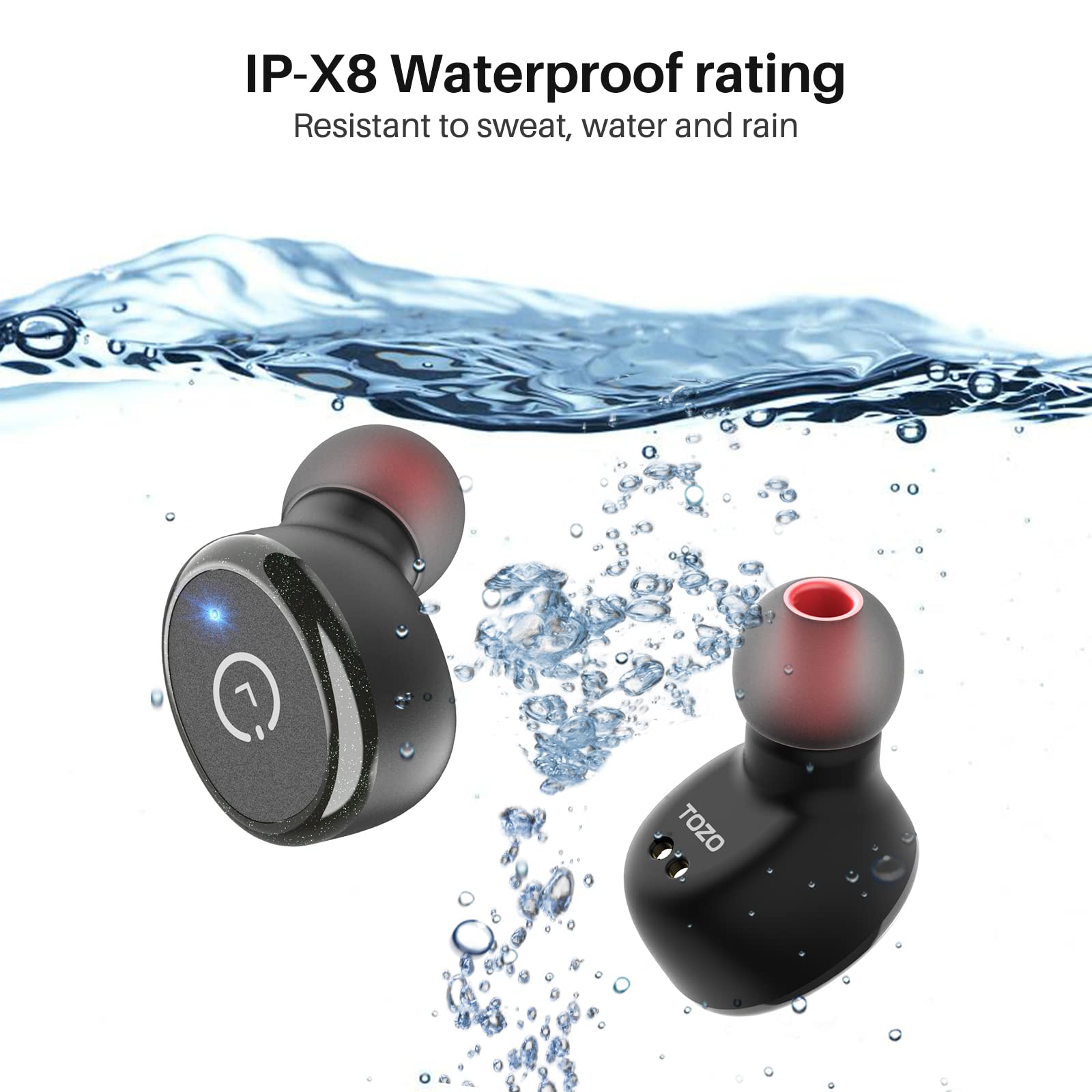 TOZO T10 (Classic Edition) Bluetooth 5.3 Wireless Earbuds with Wireless Charging Case IPX8 Waterproof Stereo Headphones in Ear Built in Mic Headset Premium Sound with Deep Bass, 32 Preset EQs via APP