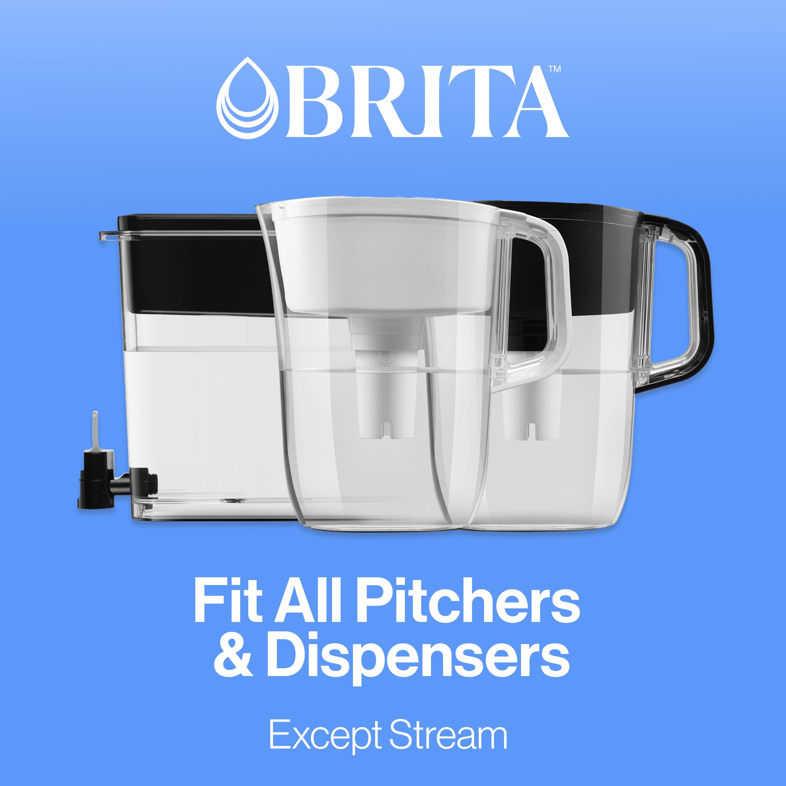 Brita Standard Water Filter for Pitchers and Dispensers, BPA-Free, Reduces Copper, Cadmium and Mercury Impurities, Lasts Two Months or 40 Gallons, Includes 3 Filters for Pitchers