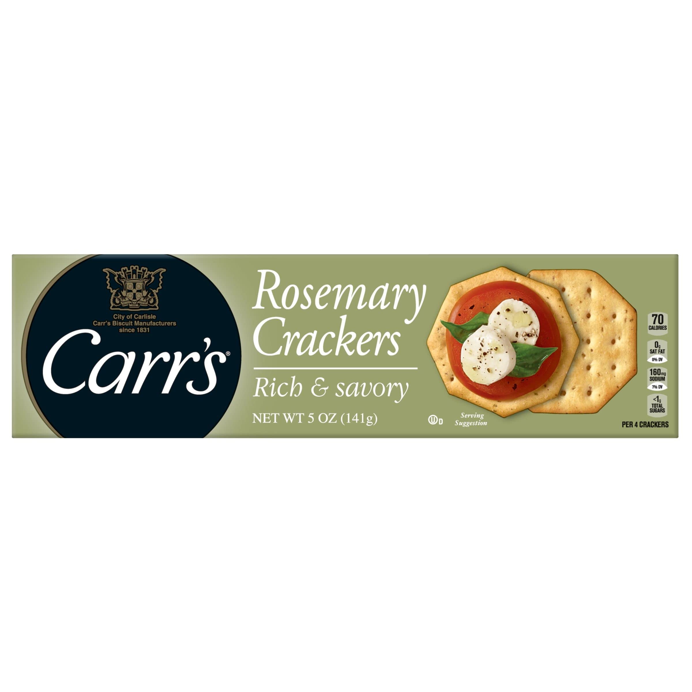 Carr's Crackers, Baked Snack Crackers, Party Snacks, Rosemary, 5oz Box (1 Box)