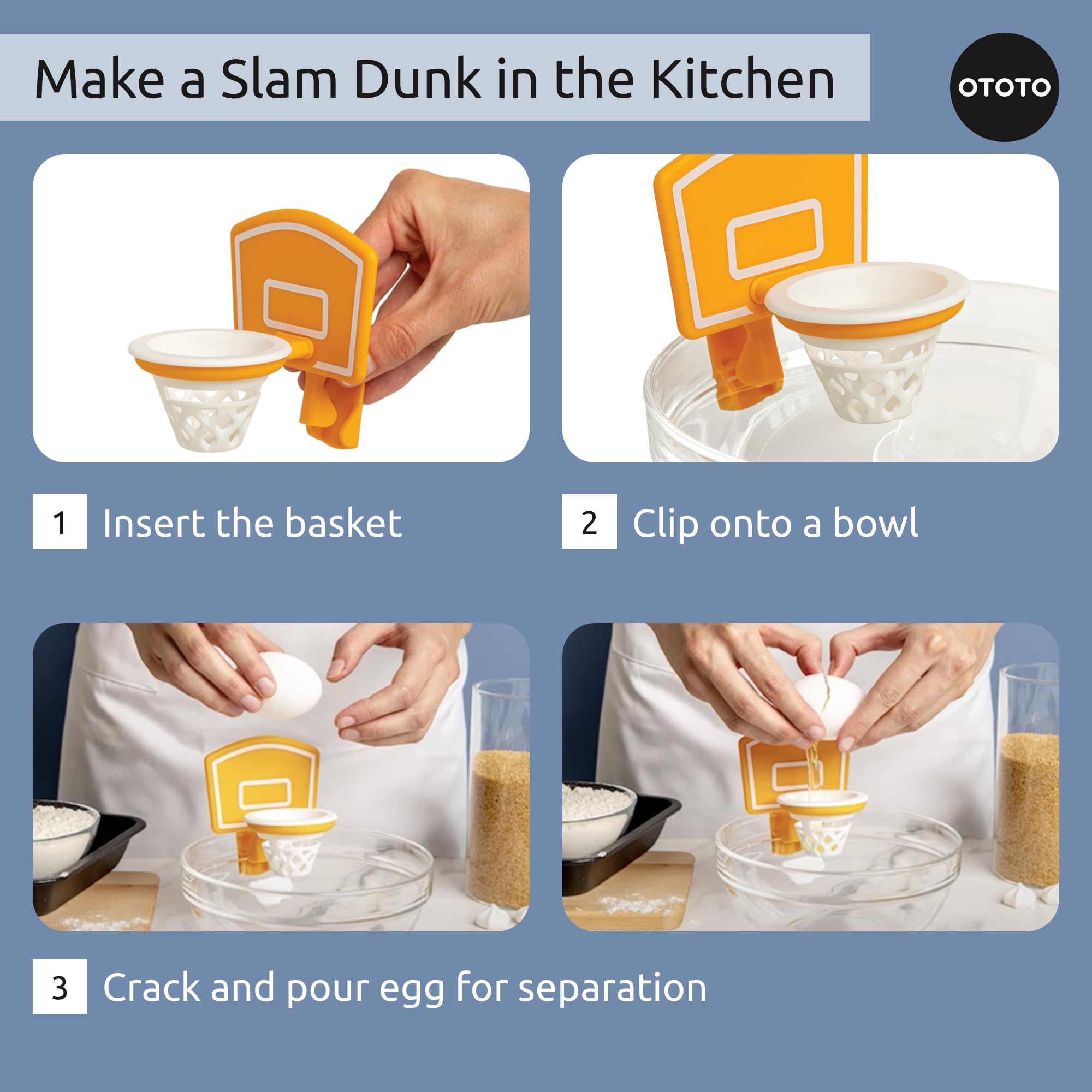 NEW!! Dunk N' Egg Yolk Separator by OTOTO, Egg Separator Funny, Unique Kitchen Gadgets, Cool Kitchen Gadgets, Basketball Gifts, Funny Gifts, Kitchen Accessories, Unique Cooking Gifts, Basketball Stuff